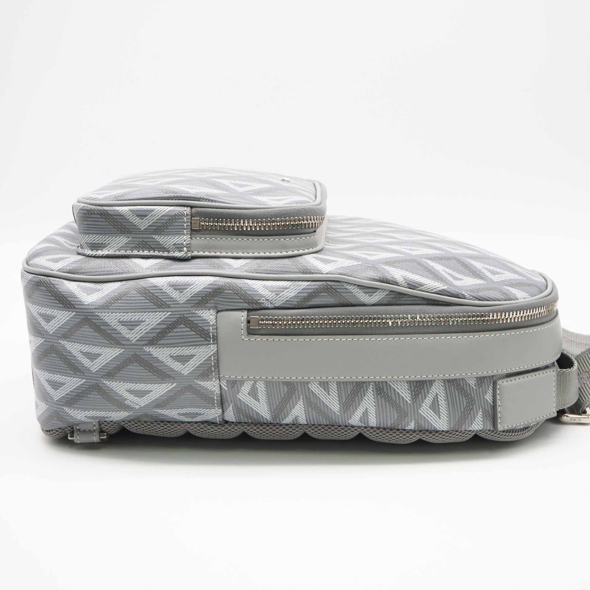 Christian Dior Gray Coated Canvas Leather Sling Bag (Pre-Owned)
