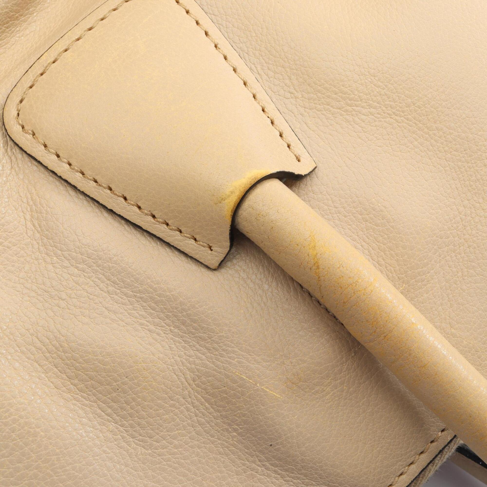 Prada Beige Leather Handbag Tote Bag (Pre-Owned)
