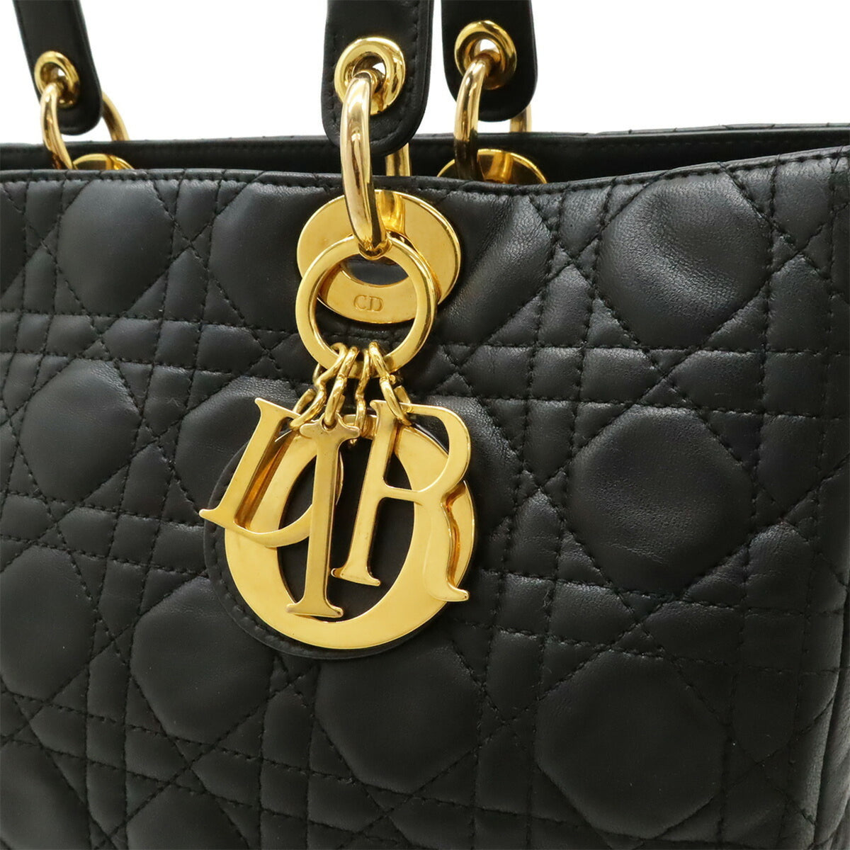 Christian Dior Black Leather Handbag Shoulder Bag (Pre-Owned)