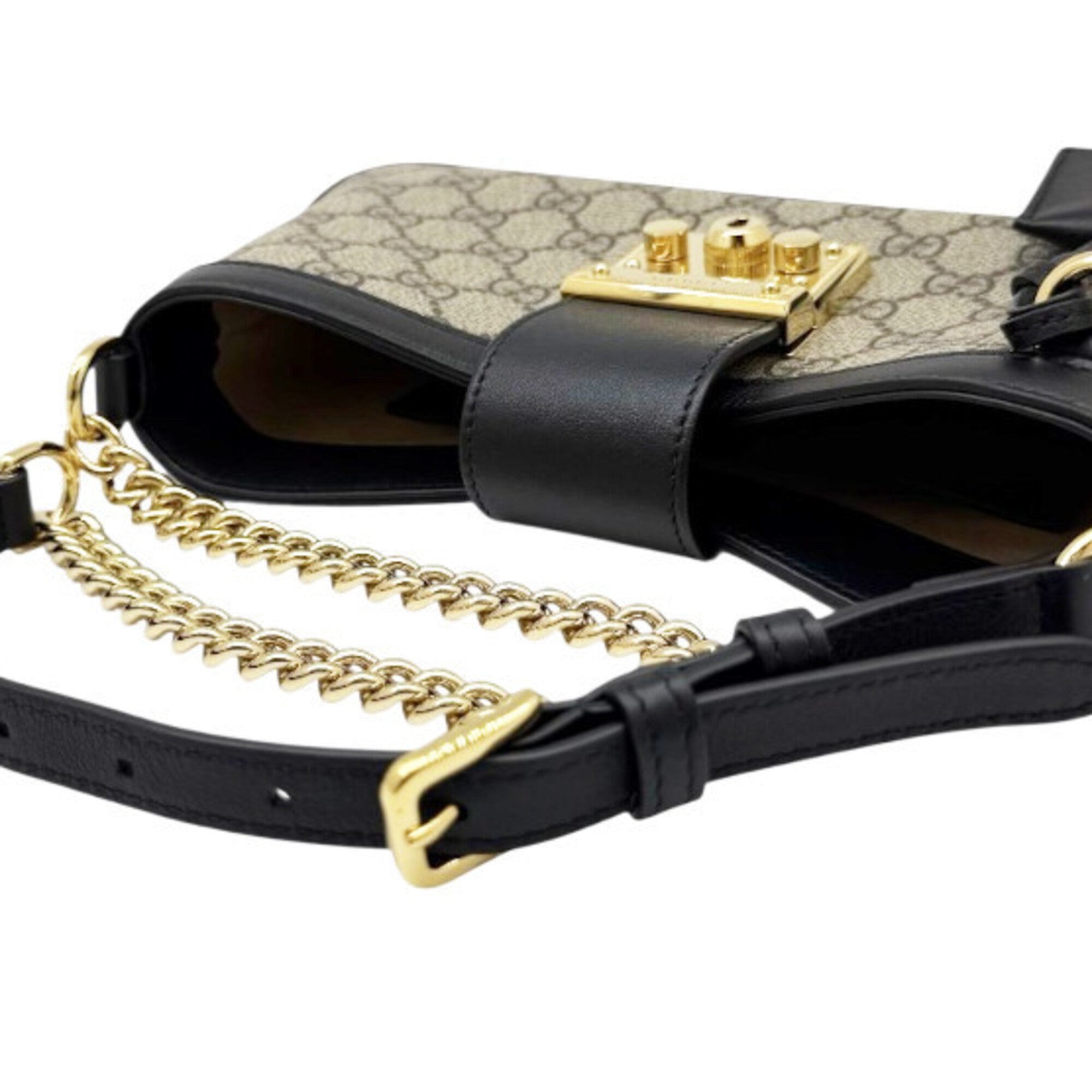 Gucci Padlock Beige Black Gg Supreme Shoulder Bag (Pre-Owned)
