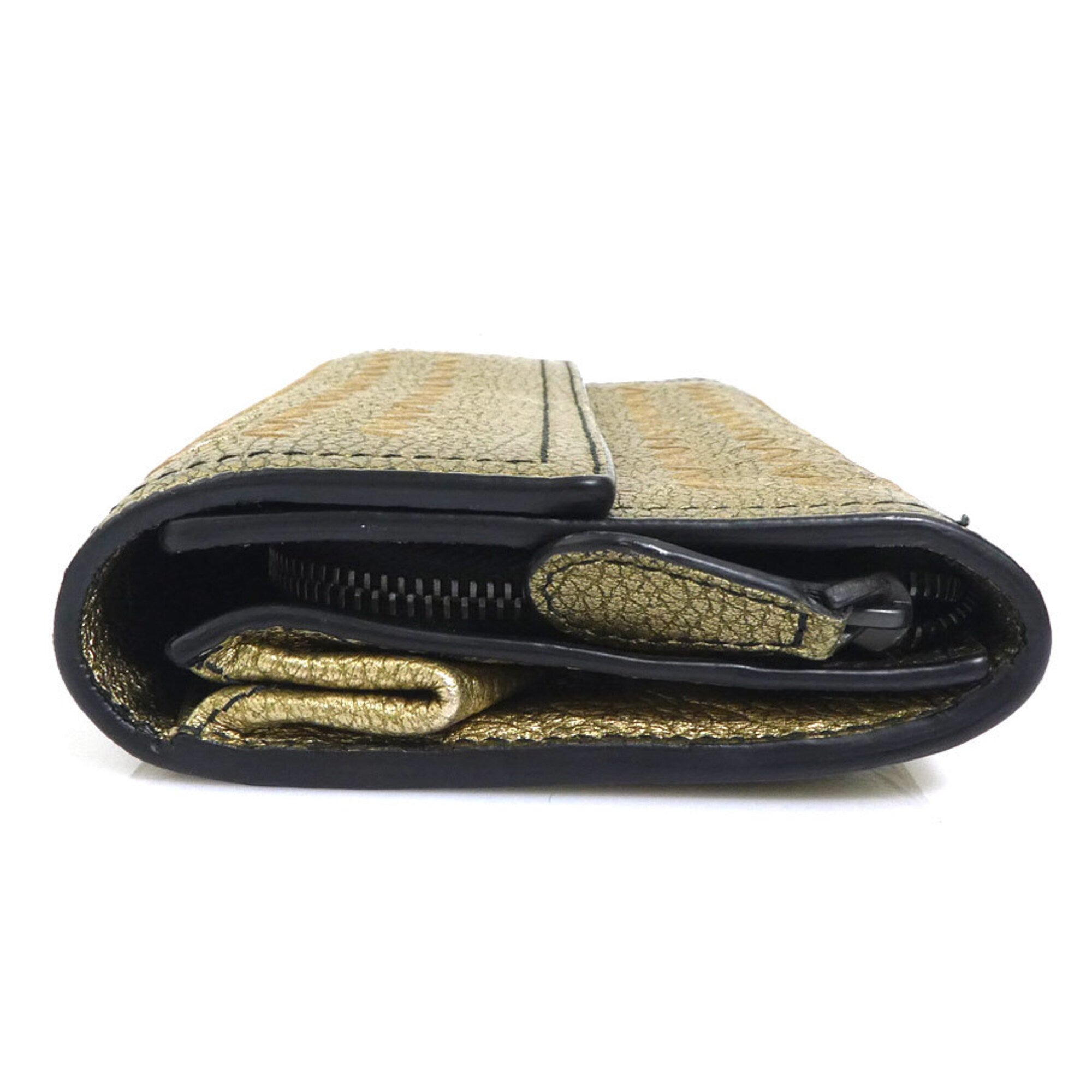 Bottega Veneta Gold Intrecciato Long Wallet (Bi-Fold) (Pre-Owned)