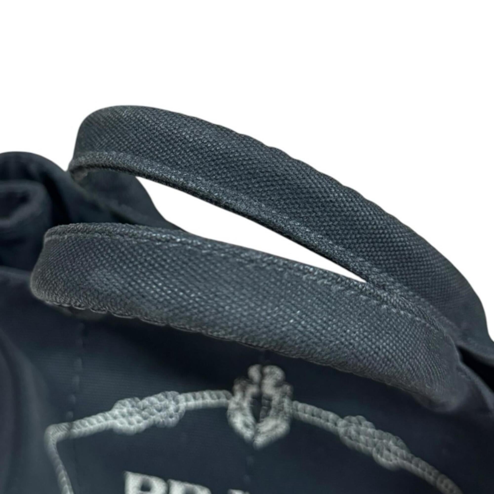 Prada Canapa Black Nero Canvas Shoulder Bag (Pre-Owned)