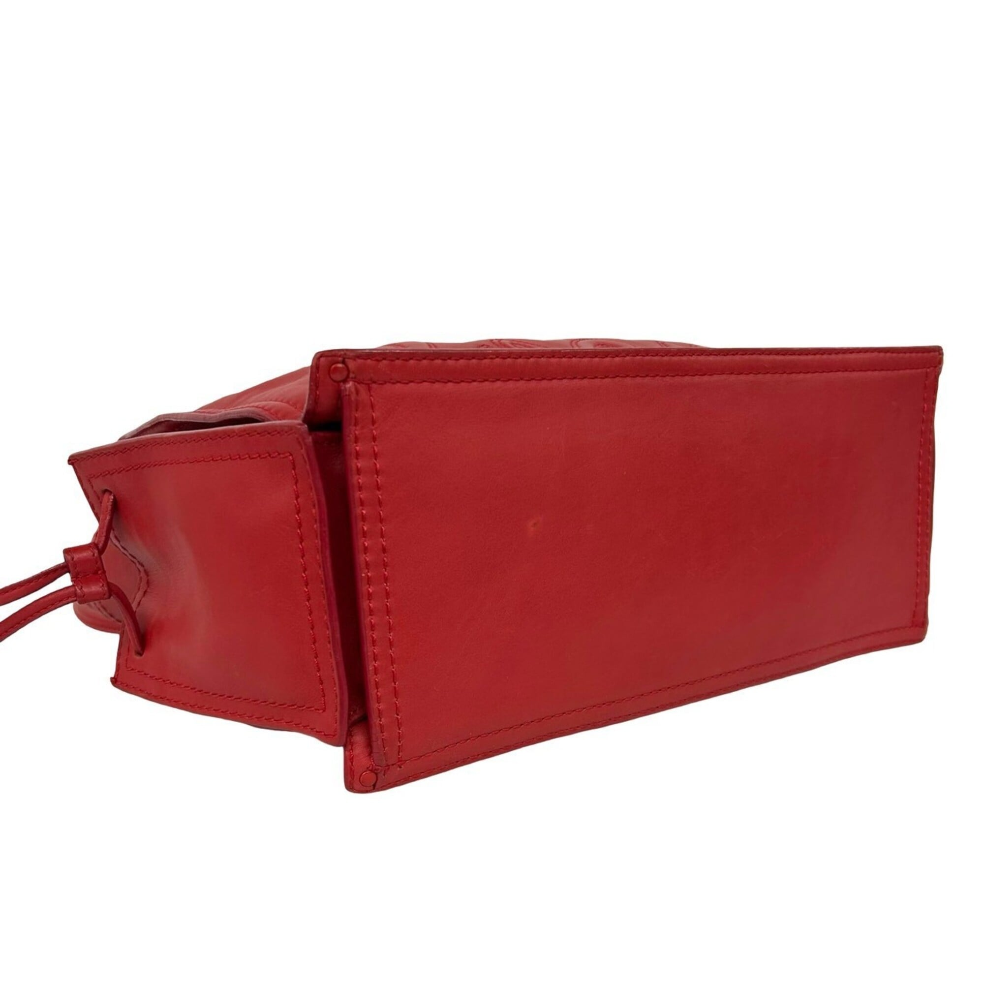 Loewe Red Color Leather Handbag Shoulder Bag Tote Bag (Pre-Owned)