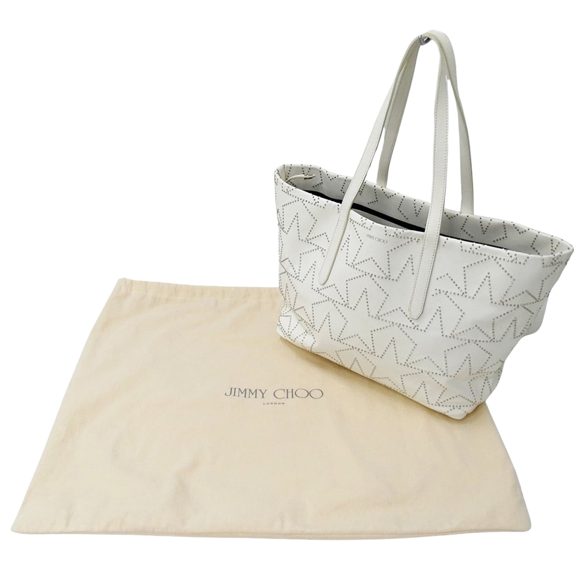 Jimmy Choo White Leather Handbag Tote Bag (Pre-Owned)