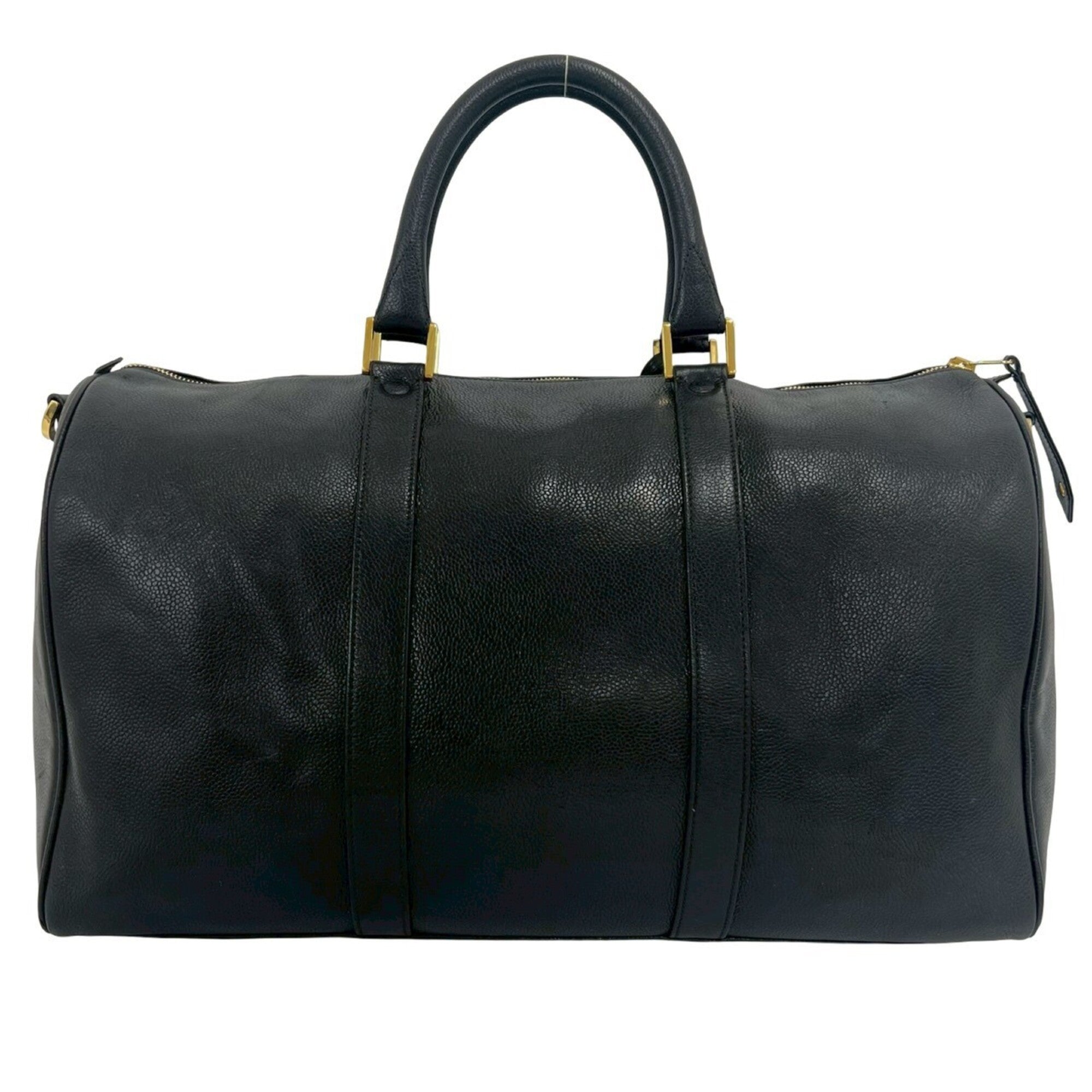 Chanel Black Grained Calfskin Boston Bag Shoulder Bag (Pre-Owned)