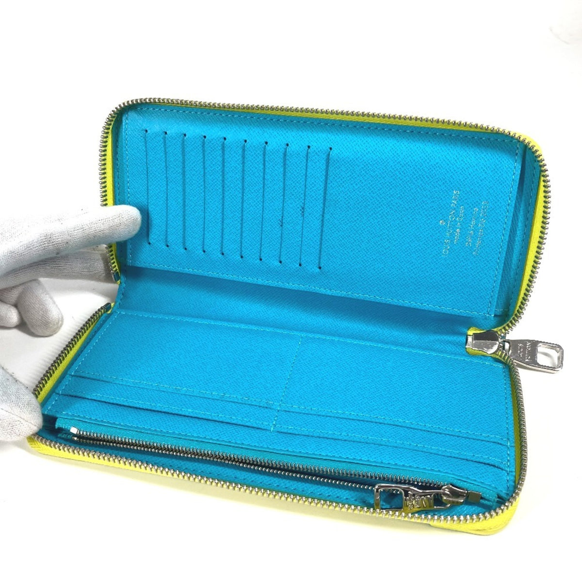 Louis Vuitton Monogram Blue Yellow Monogram Leather Long Wallet (Bi-Fold) (Pre-Owned)