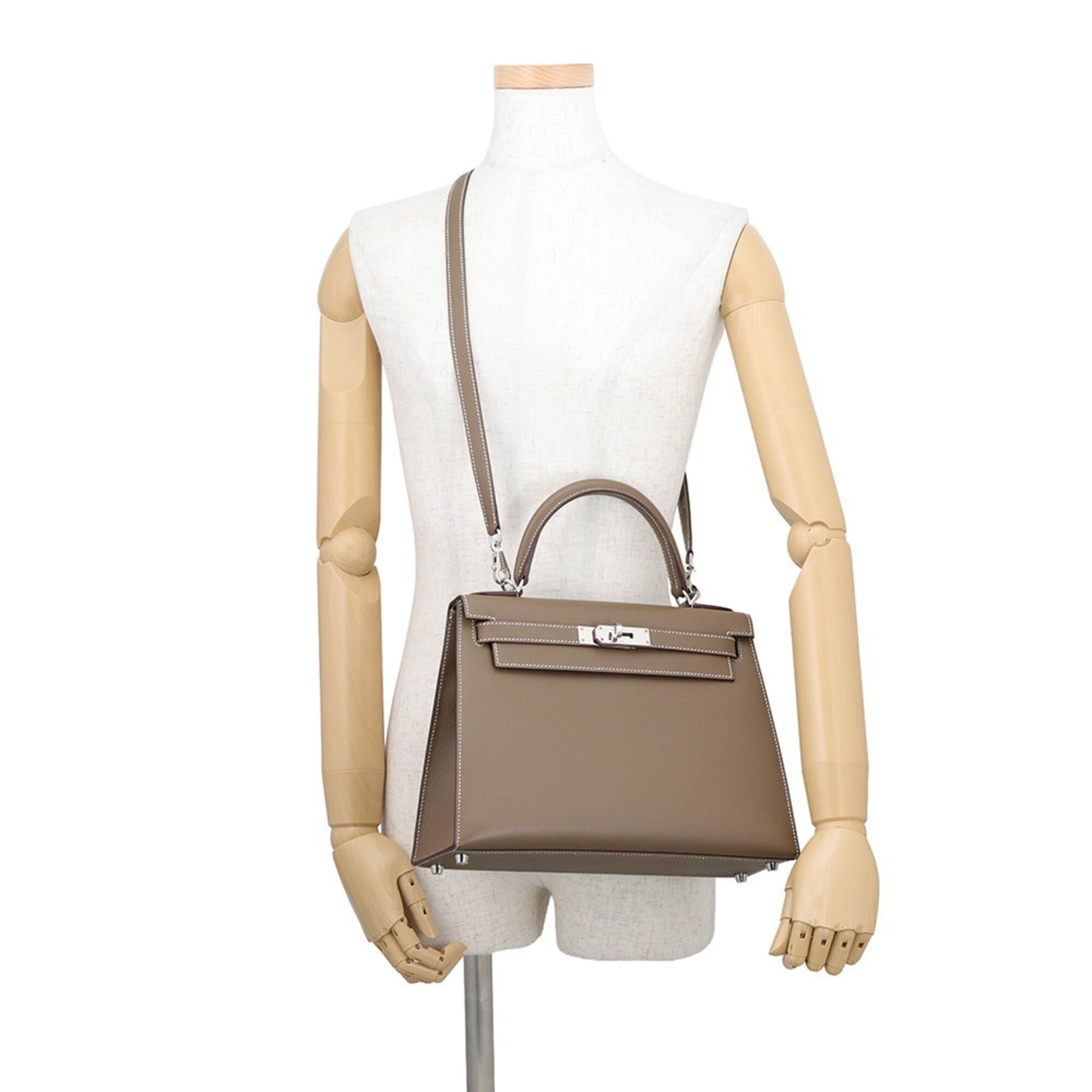 Hermes Kelly Etoupe Gray Epsom Leather Handbag (Pre-Owned)