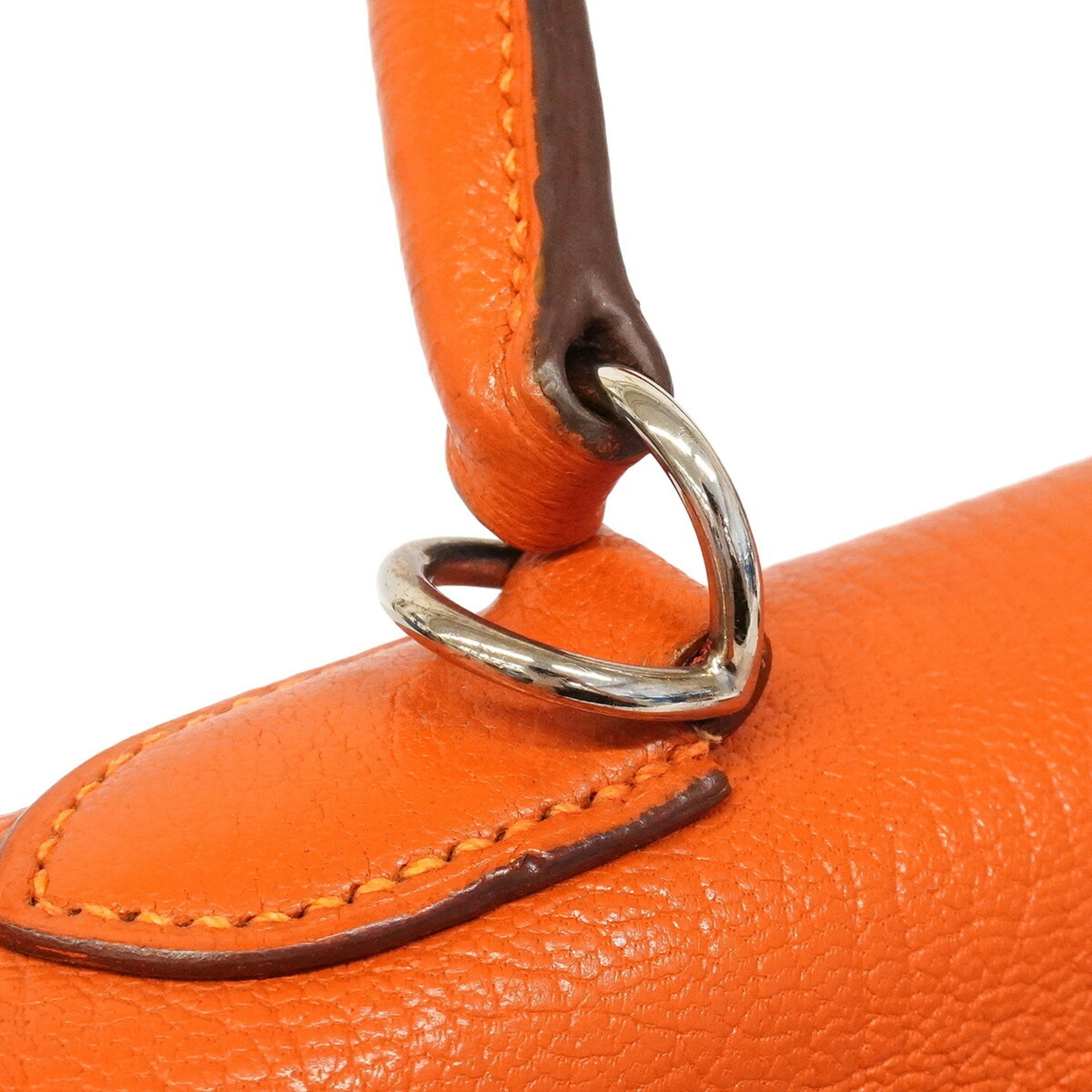 Hermes Orange Chevre Leather Handbag (Pre-Owned)