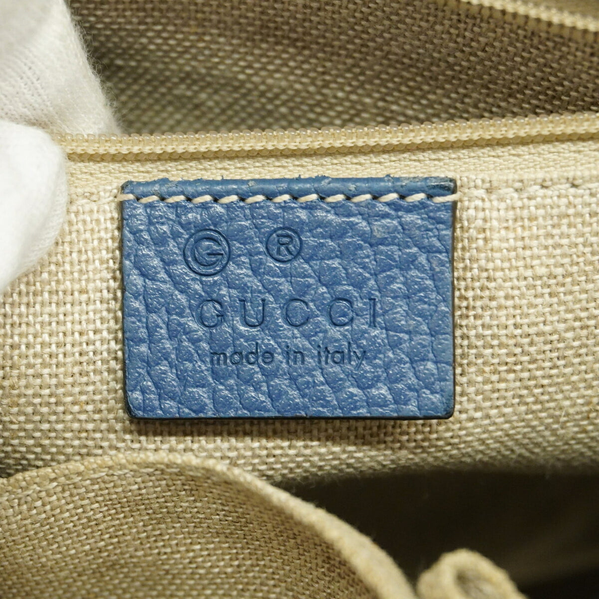 Gucci Beige Blue Canvas Handbag (Pre-Owned)