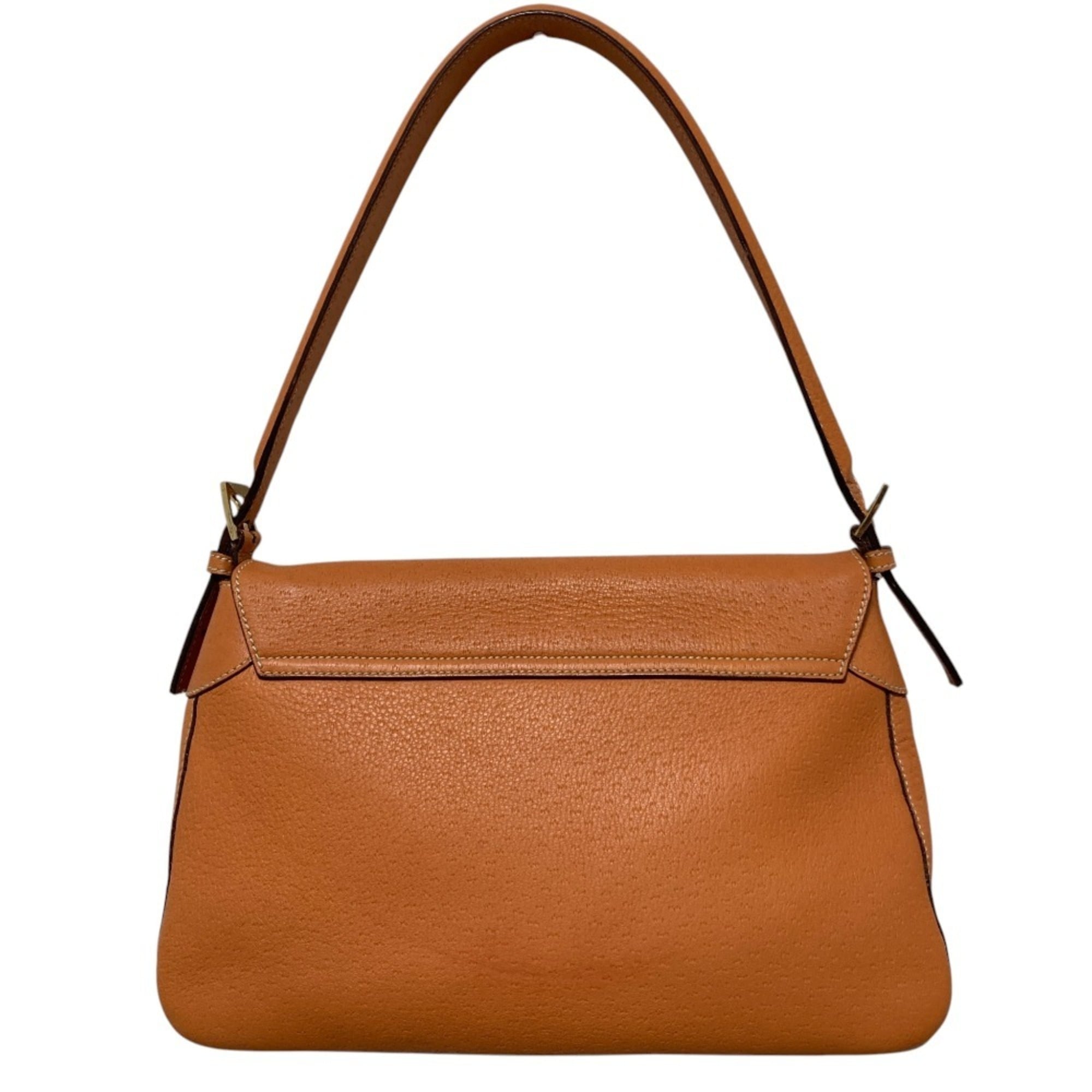 Salvatore Ferragamo Gancini Orange Leather Shoulder Bag (Pre-Owned)