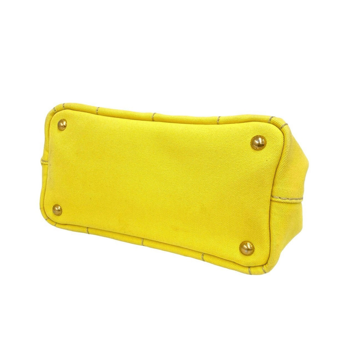 Prada Yellow Canvas Handbag Shoulder Bag Tote Bag (Pre-Owned)