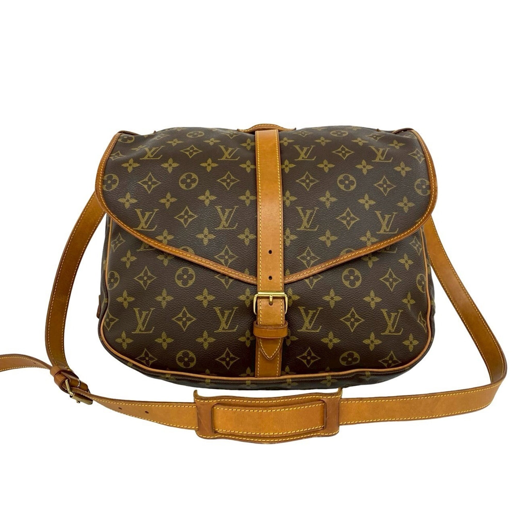 Louis Vuitton Brown Leather Pvc Shoulder Bag Sling Bag (Pre-Owned)