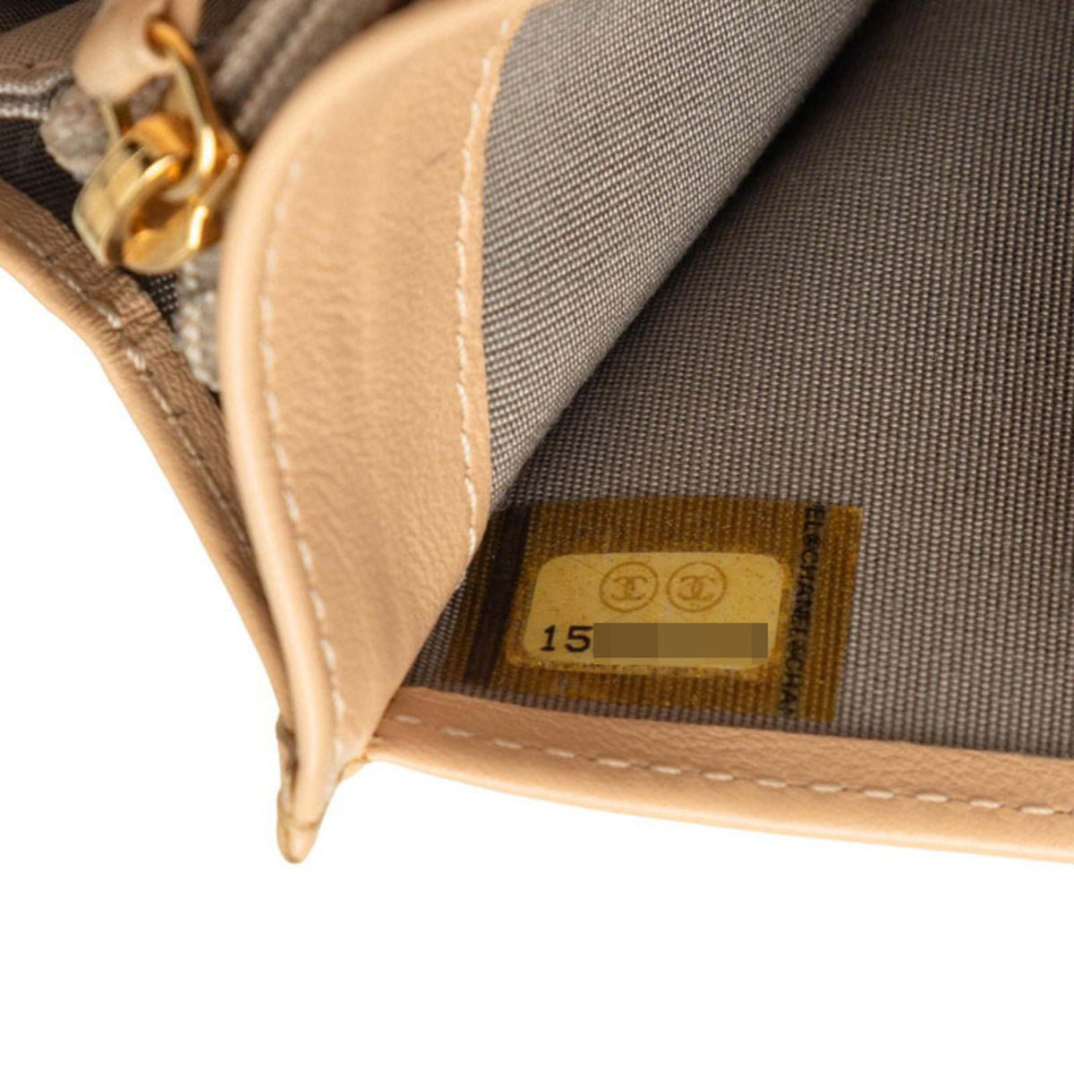 Chanel Beige Grained Calfskin Long Wallet (Bi-Fold) (Pre-Owned)