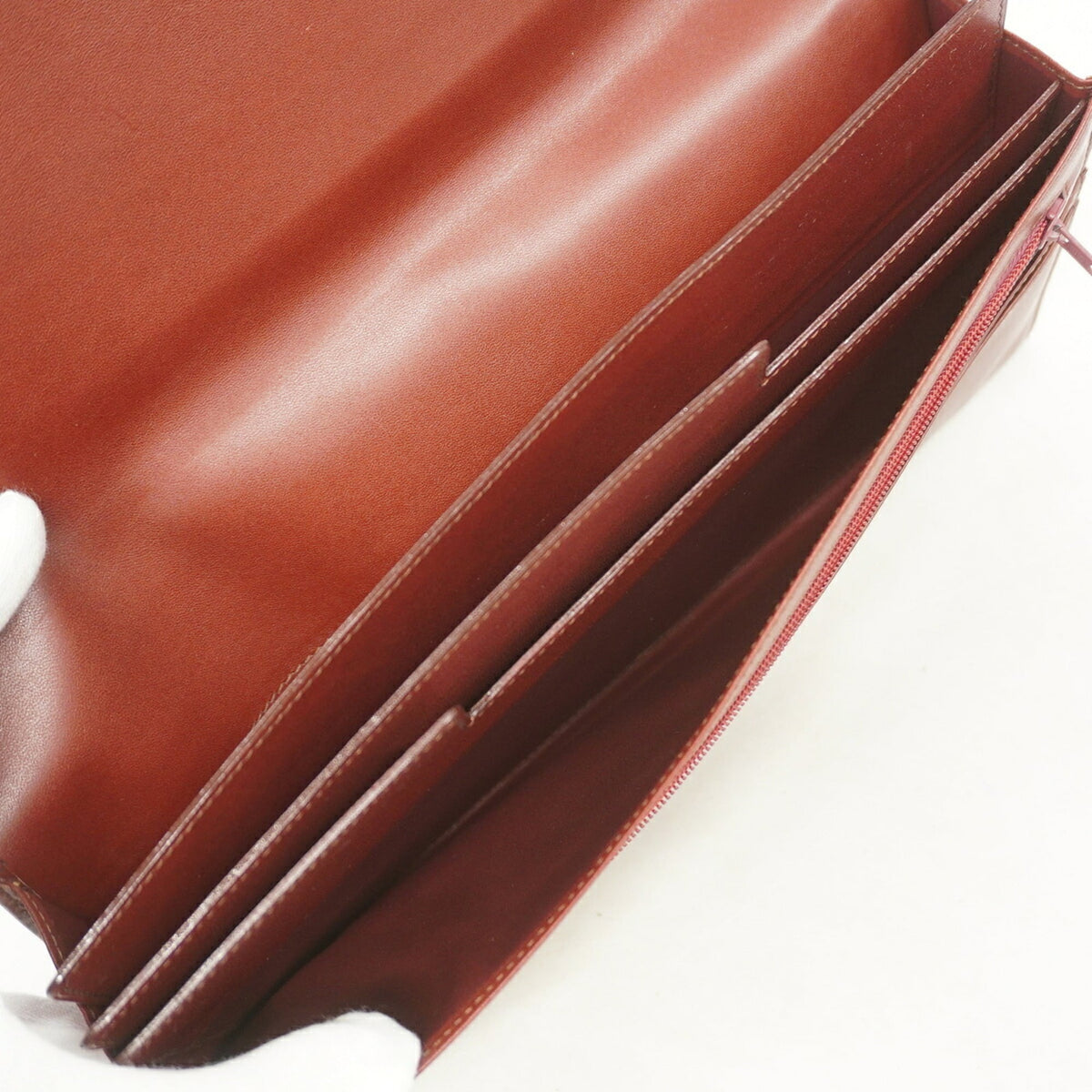 Cartier Bordeaux Leather Clutch Bag (Pre-Owned)