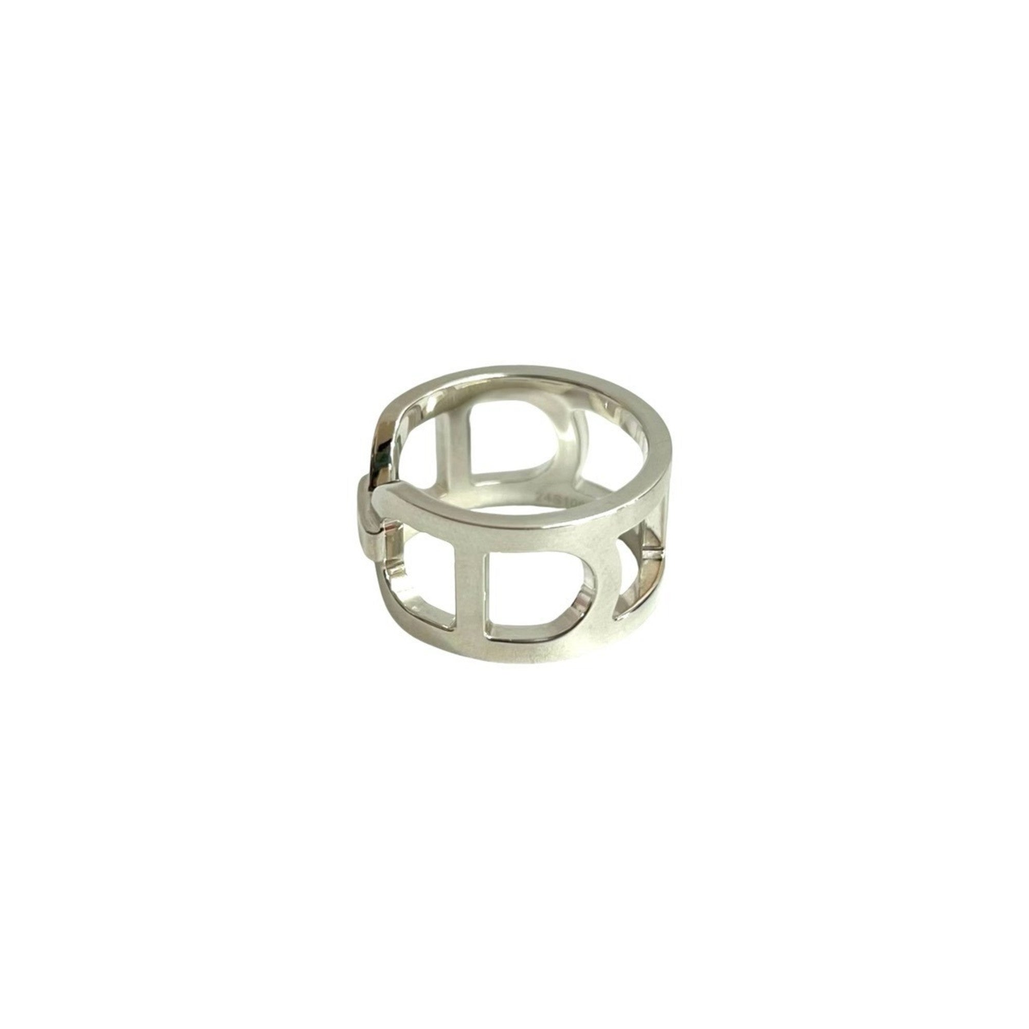 Hermes Silver Silver 925 Band Ring (Pre-Owned)