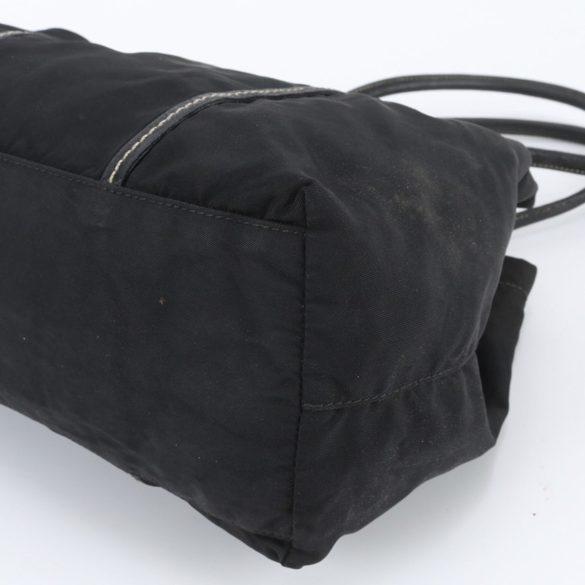 Prada Black Leather Nylon Shoulder Bag Tote Bag (Pre-Owned)