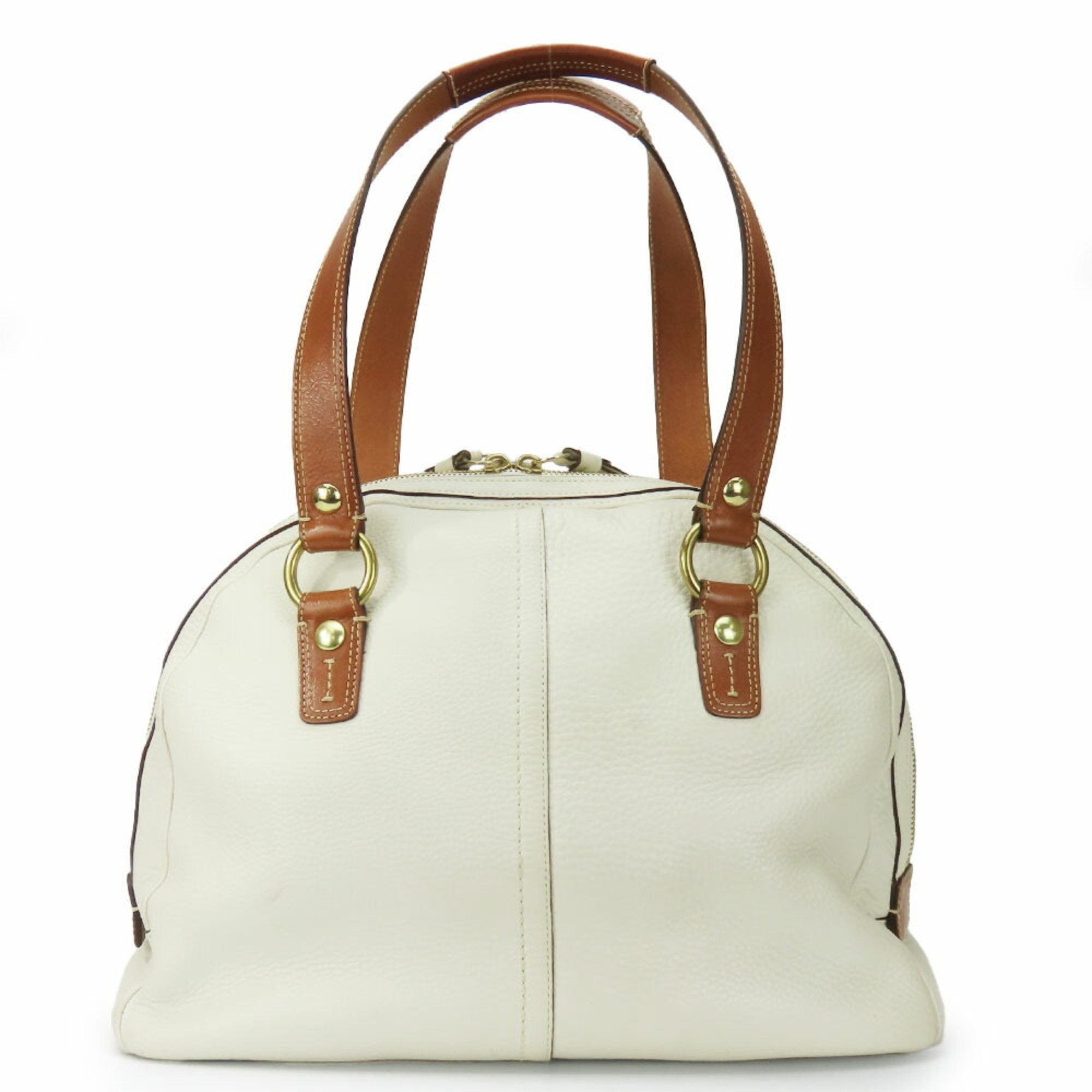 Coach Brown White Leather Tote Bag (Pre-Owned)