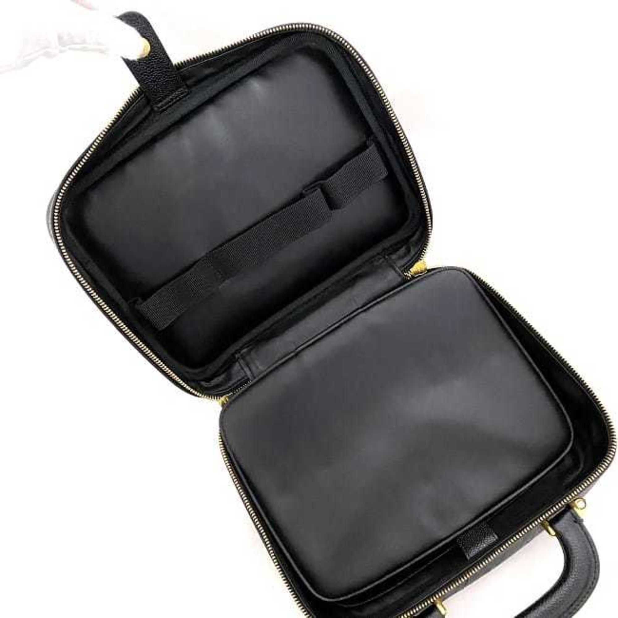 Chanel Black Leather Handbag Vanity Bag (Pre-Owned)