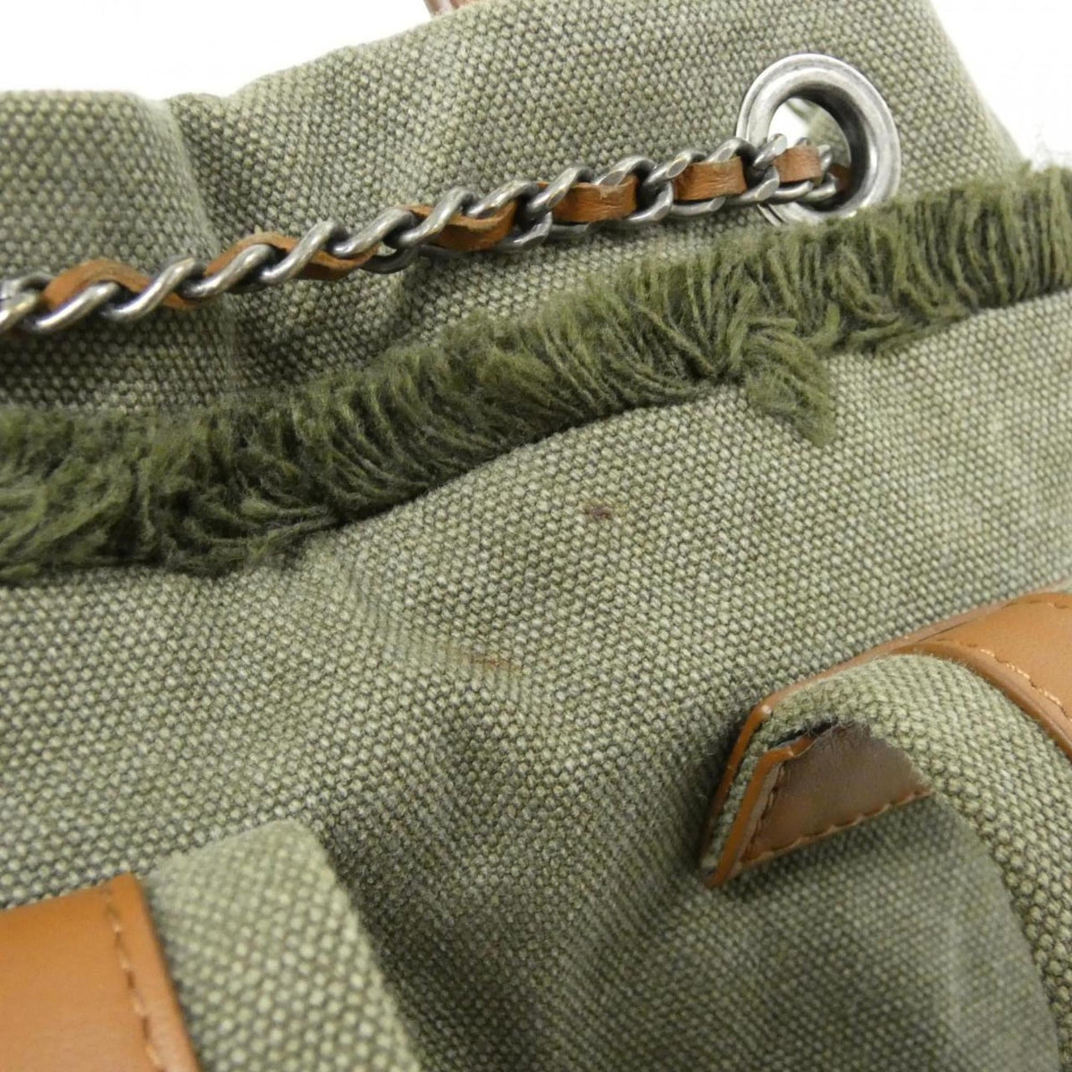 Chanel Blue Khaki Red Color Canvas Spangles Backpack (Pre-Owned)