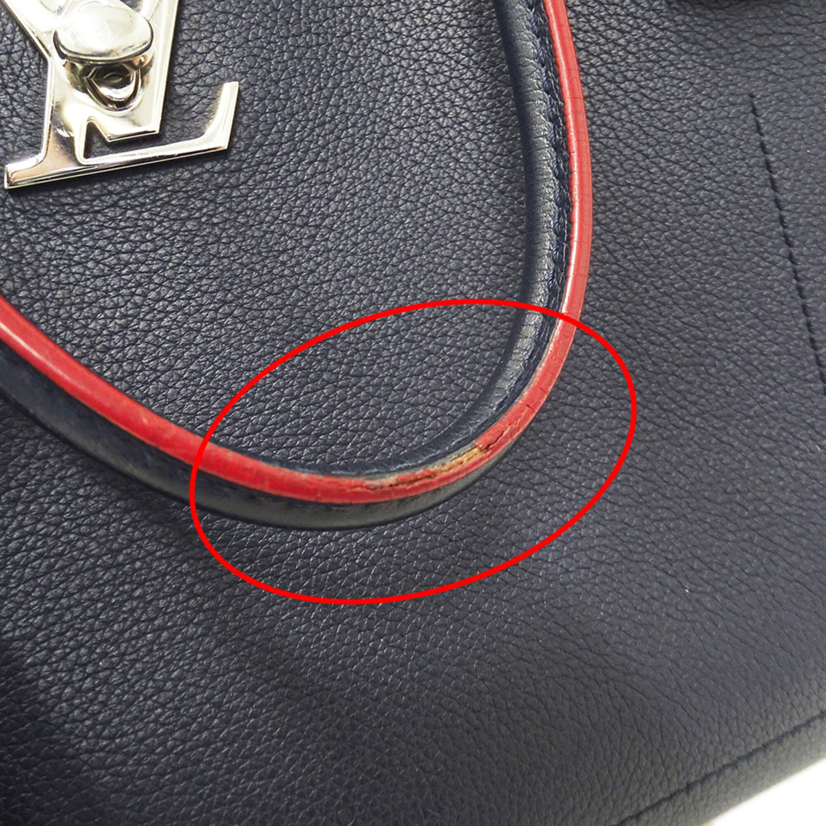 Louis Vuitton Marine Rouge Navy Leather Handbag Shoulder Bag (Pre-Owned)