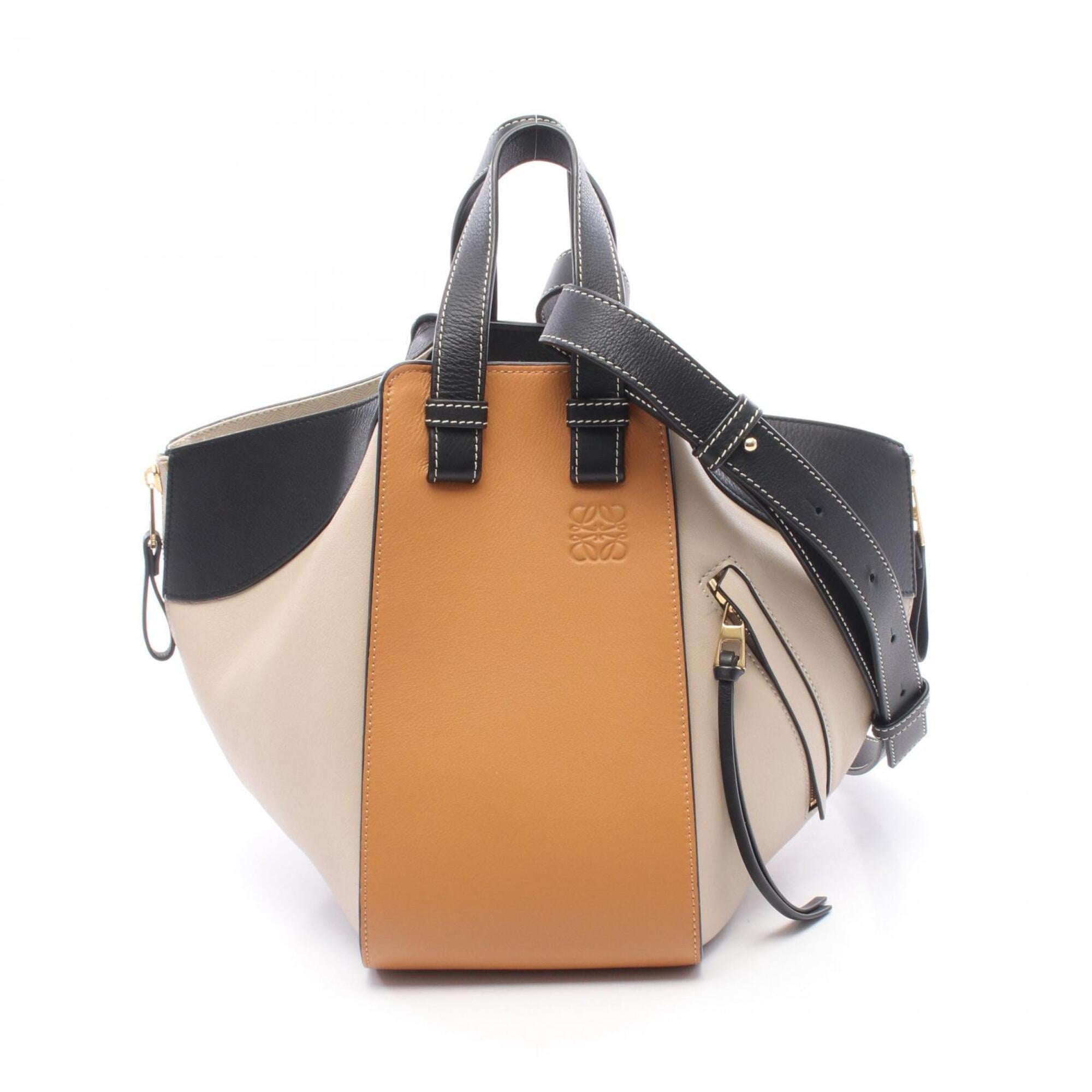 Loewe Beige Black Brown Leather Handbag (Pre-Owned)