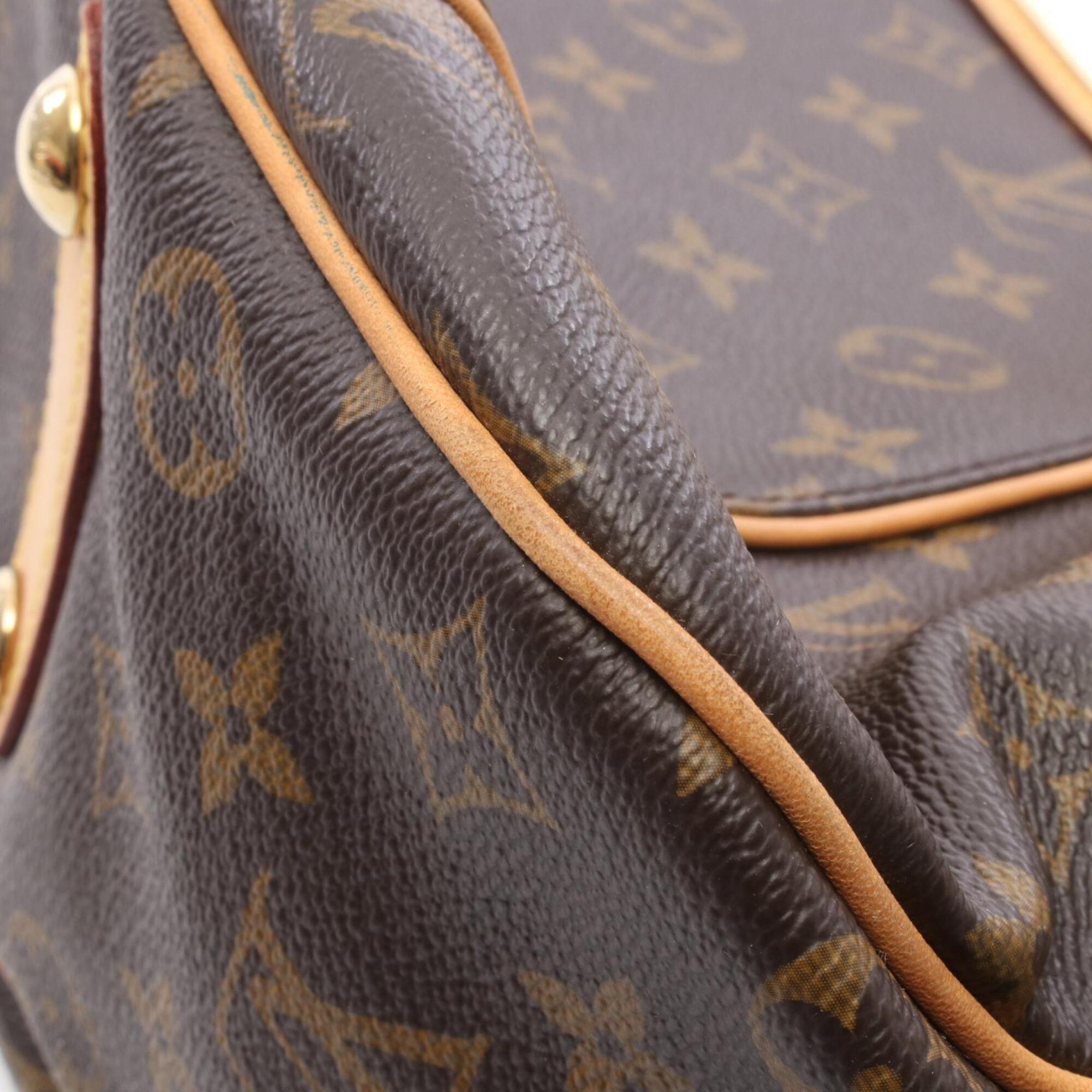Louis Vuitton Brown Coated Canvas Leather Handbag Shoulder Bag (Pre-Owned)