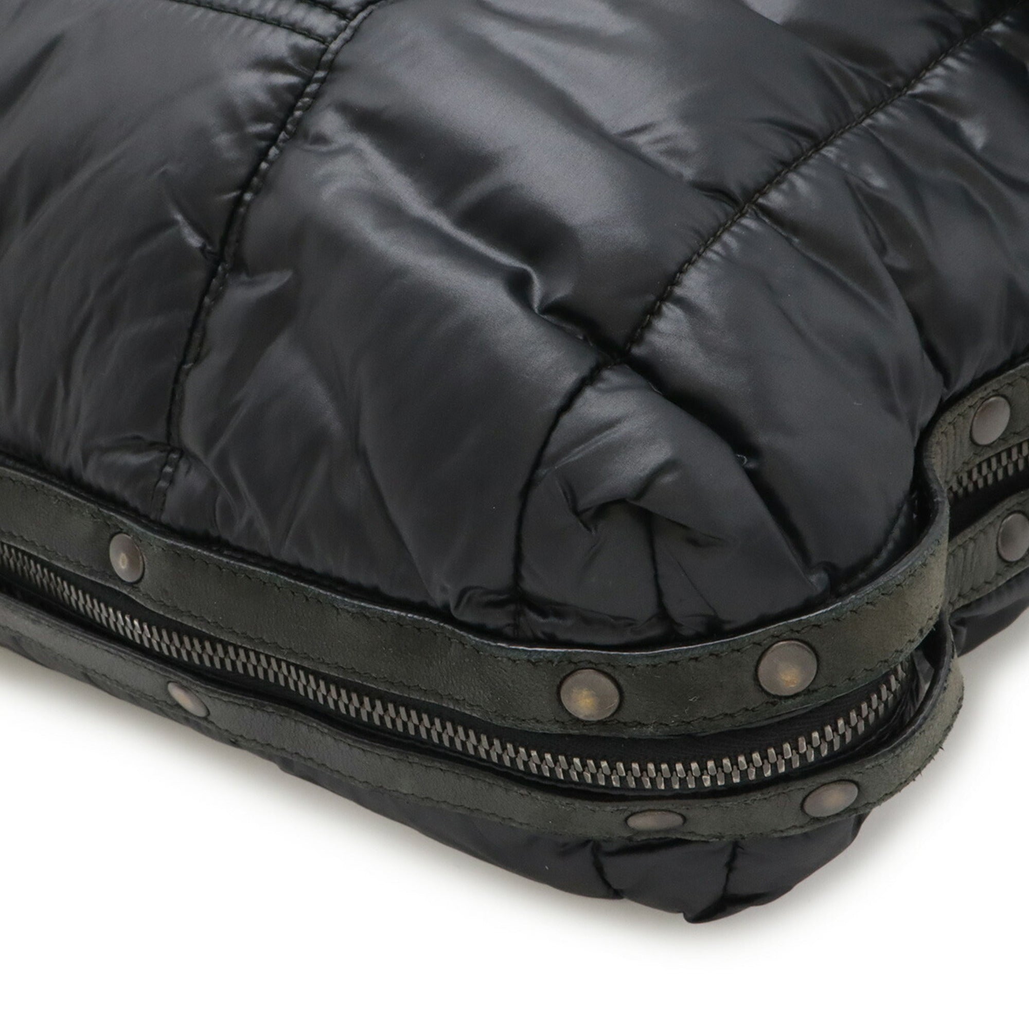 Bottega Veneta Black Nylon Leather Messenger Bag Shoulder Bag (Pre-Owned)
