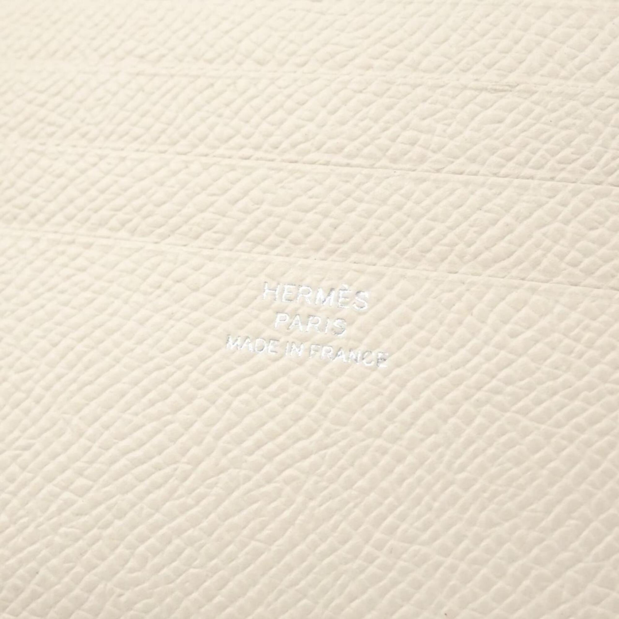 Hermes Capucine White Epsom Leather Silk Wallet (Bi-Fold) (Pre-Owned)