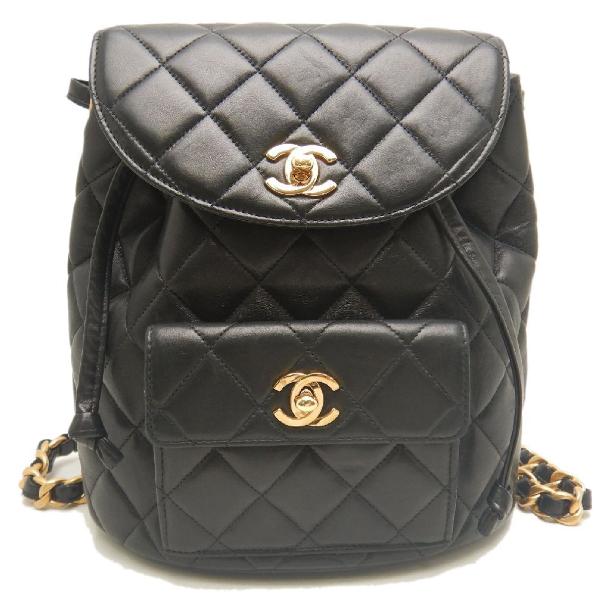 Chanel Matelasse Black Leather Backpack (Pre-Owned)