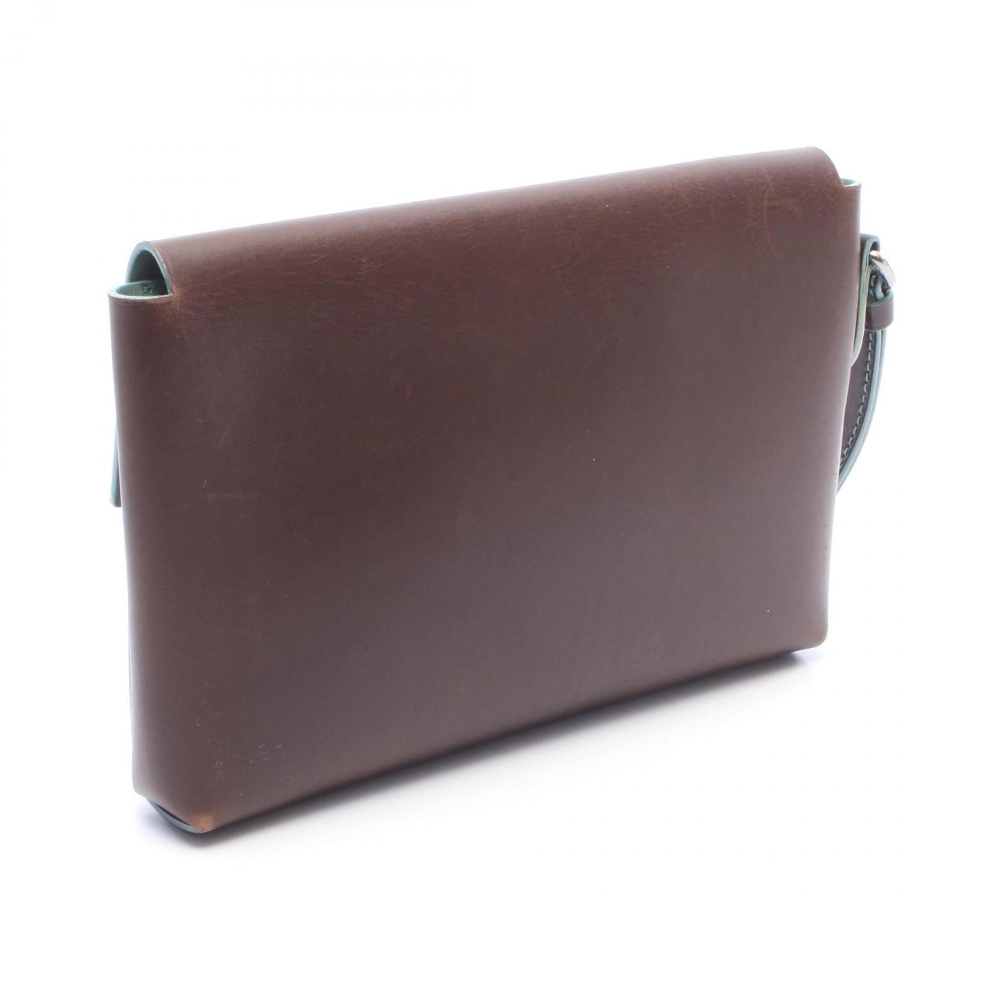 Salvatore Ferragamo Brown Leather Clutch Bag Handbag (Pre-Owned)