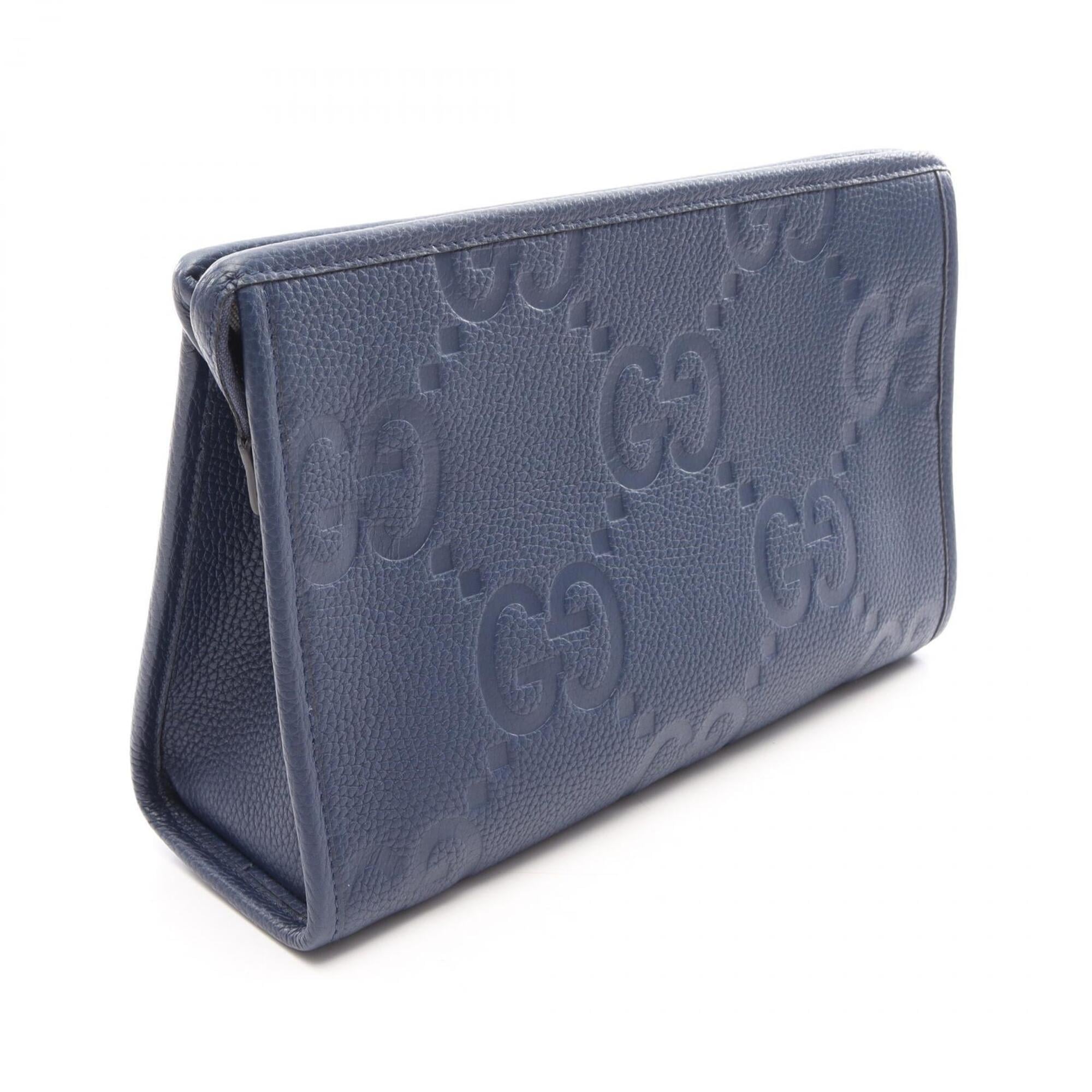 Gucci Blue Leather Clutch Bag Handbag Pouch (Pre-Owned)