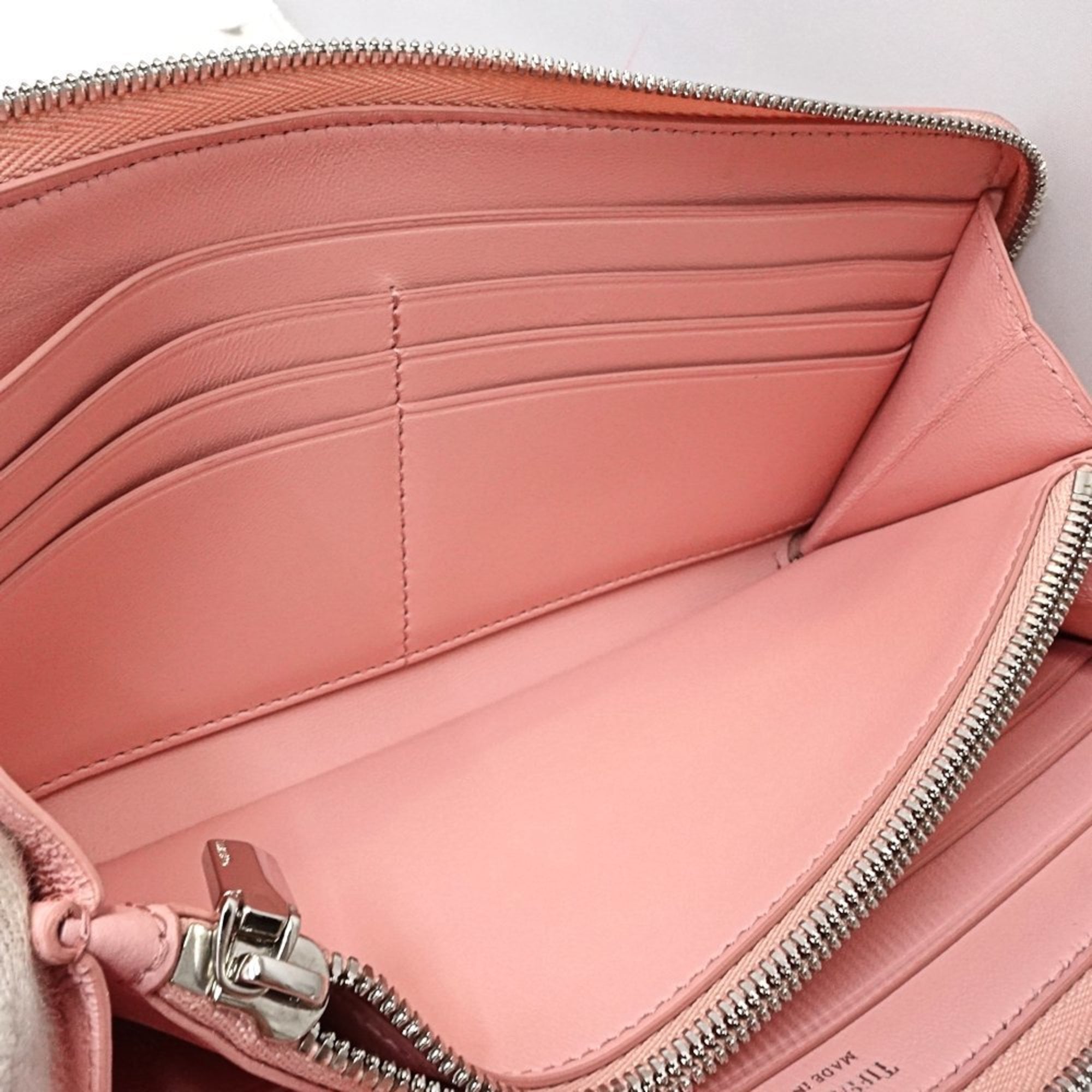 Tiffany Pink Leather Long Wallet (Bi-Fold) (Pre-Owned)