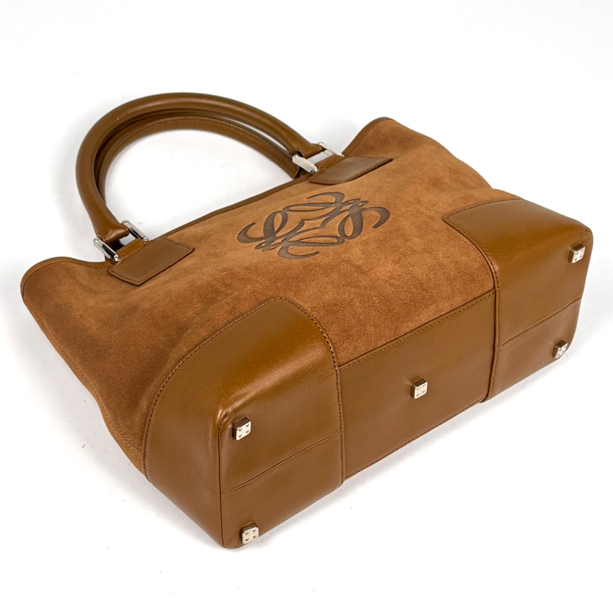 Loewe Brown Suede Leather Handbag Tote Bag (Pre-Owned)