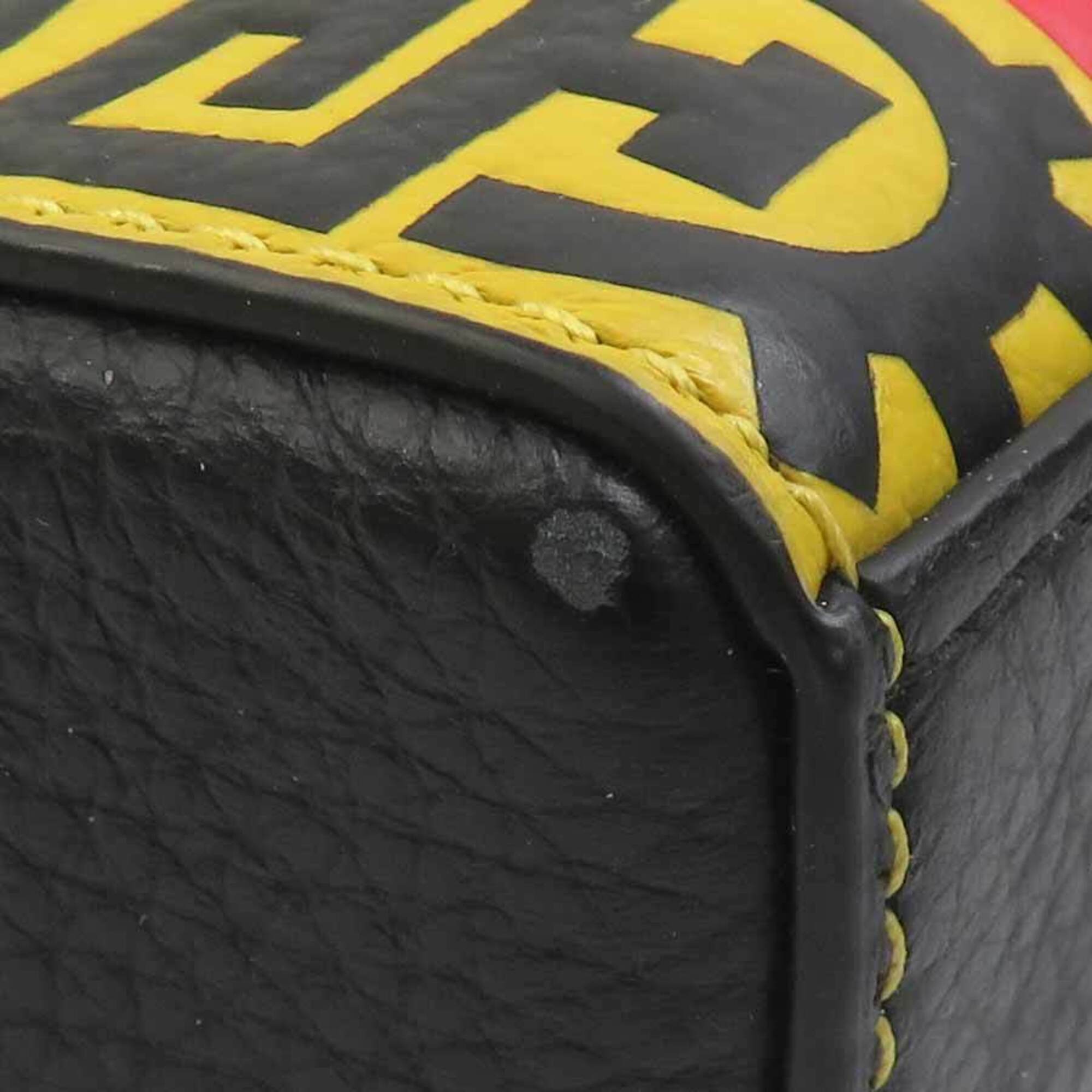 Coach Black Red Color Yellow Leather Shoulder Bag (Pre-Owned)
