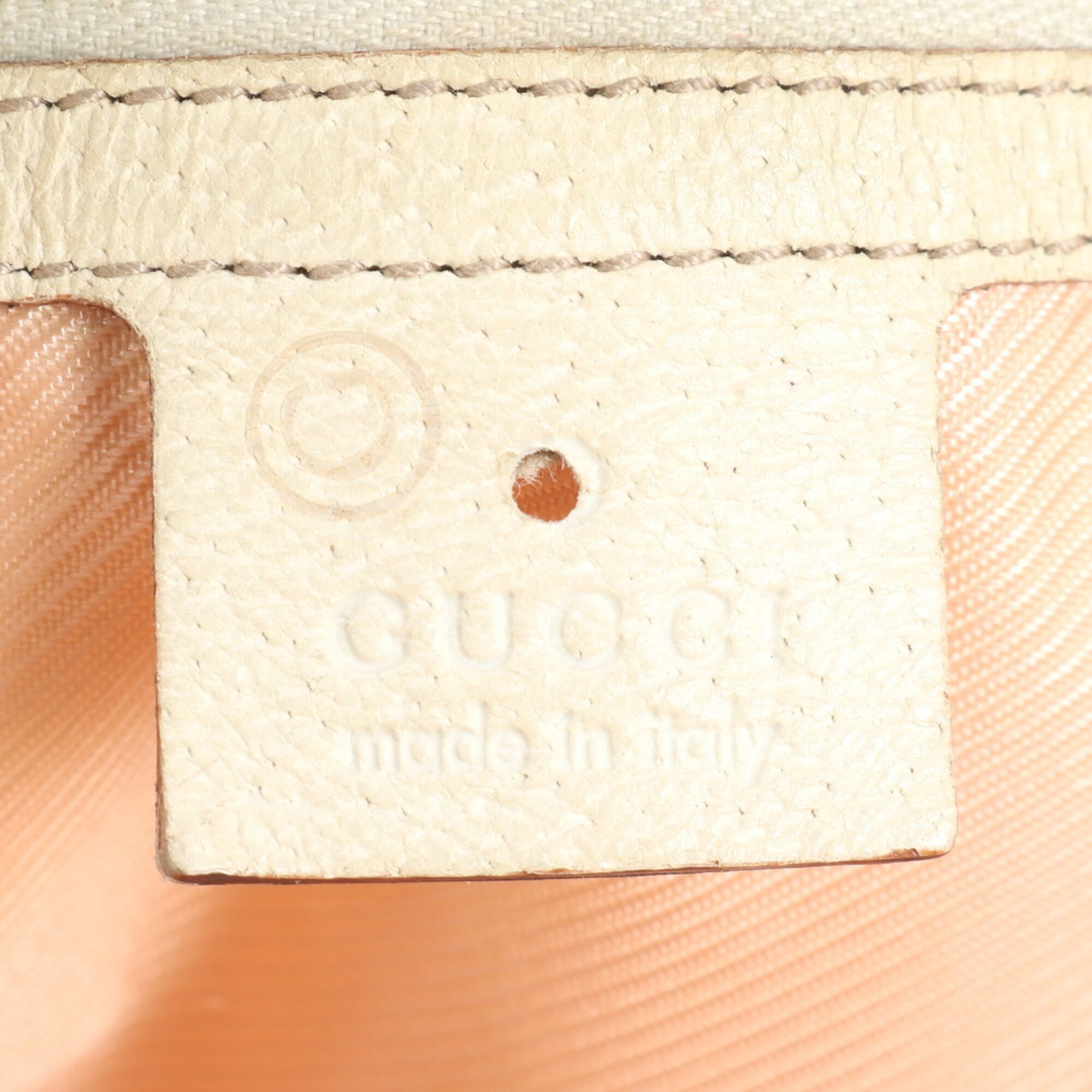 Gucci Beige Pink Leather Nylon Handbag Tote Bag (Pre-Owned)