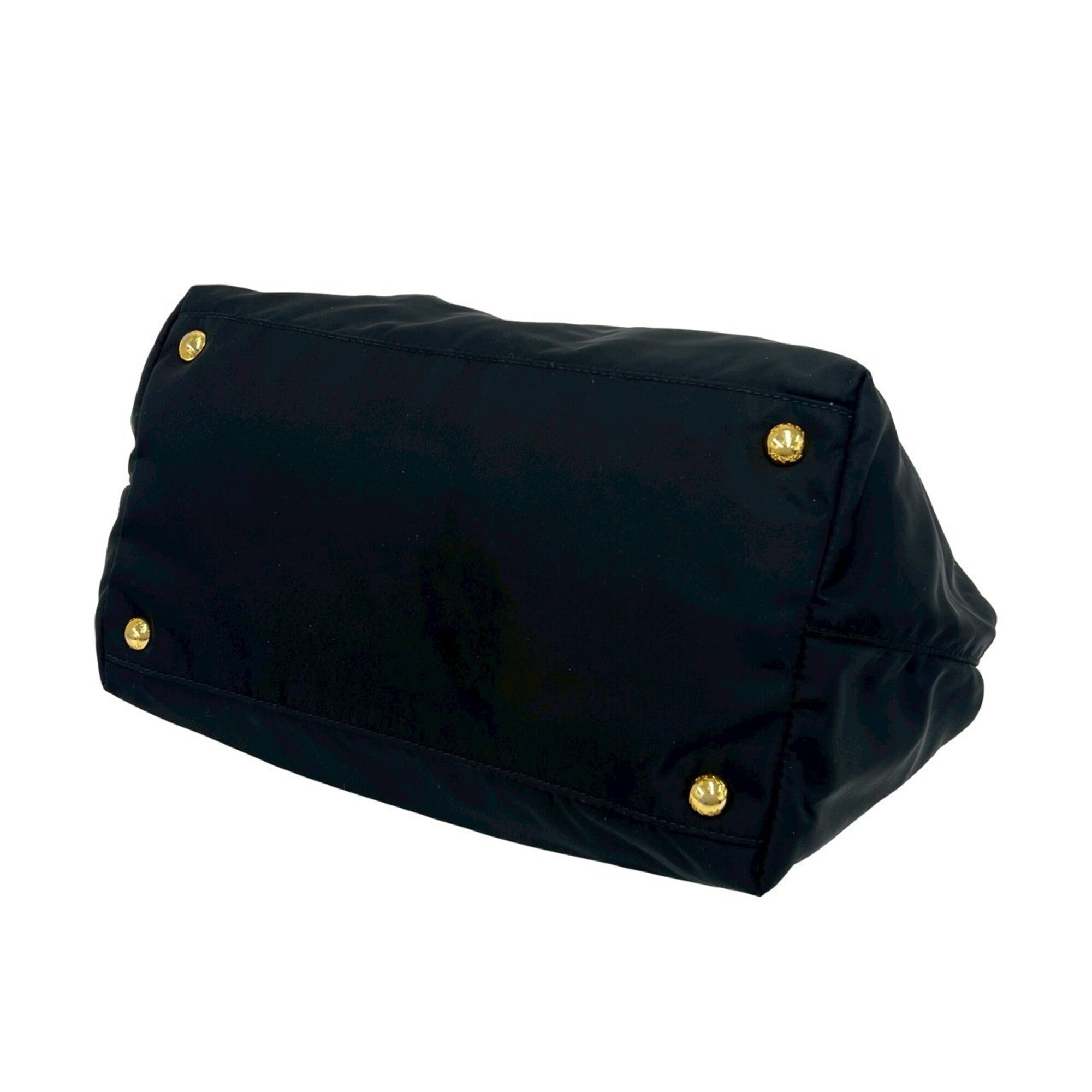 Prada Black Nylon Leather Handbag Tote Bag (Pre-Owned)