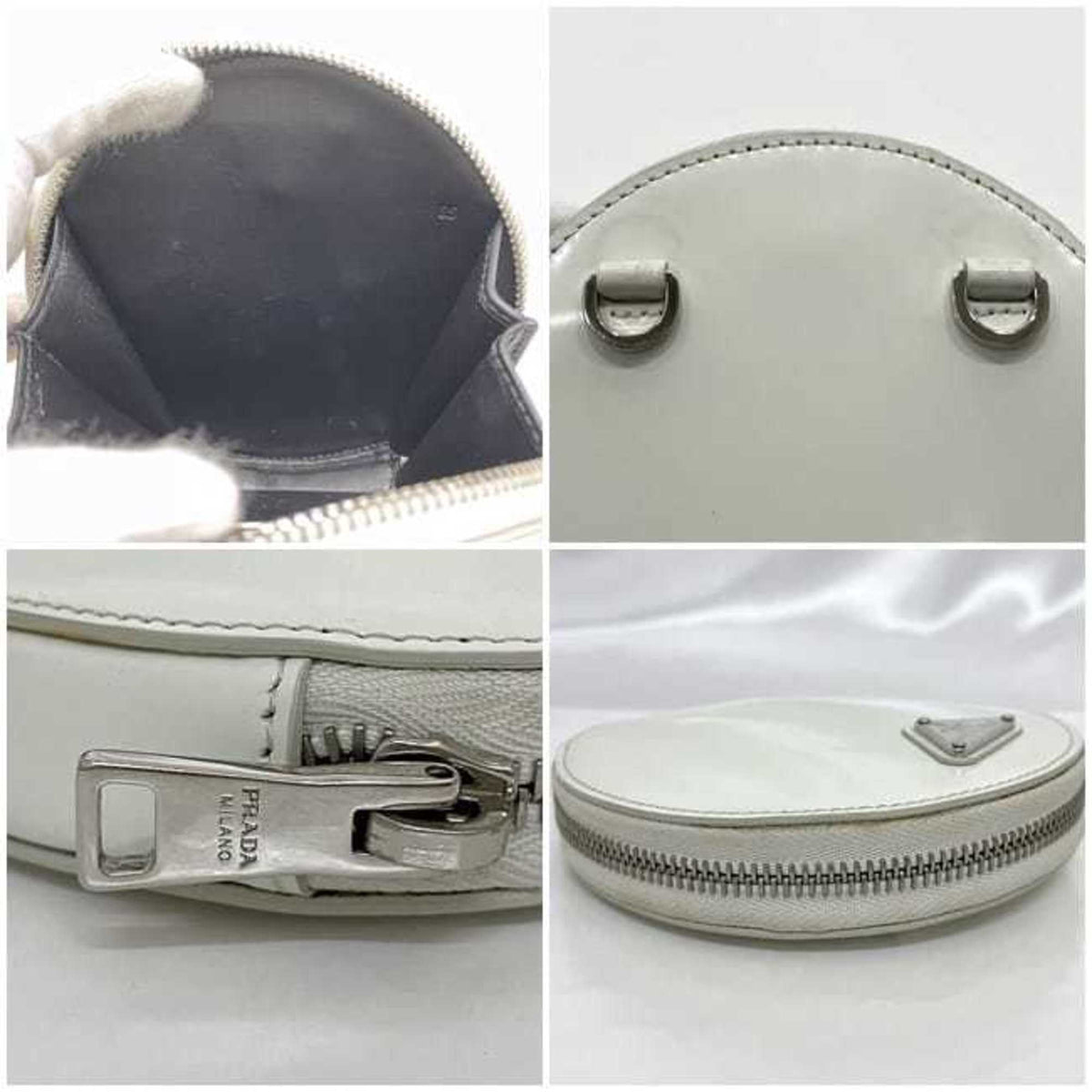 Prada White Leather Pochette Shoulder Bag (Pre-Owned)