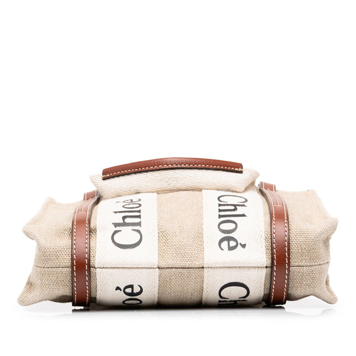 Chloé Beige Brown Canvas Leather Handbag Shoulder Bag (Pre-Owned)