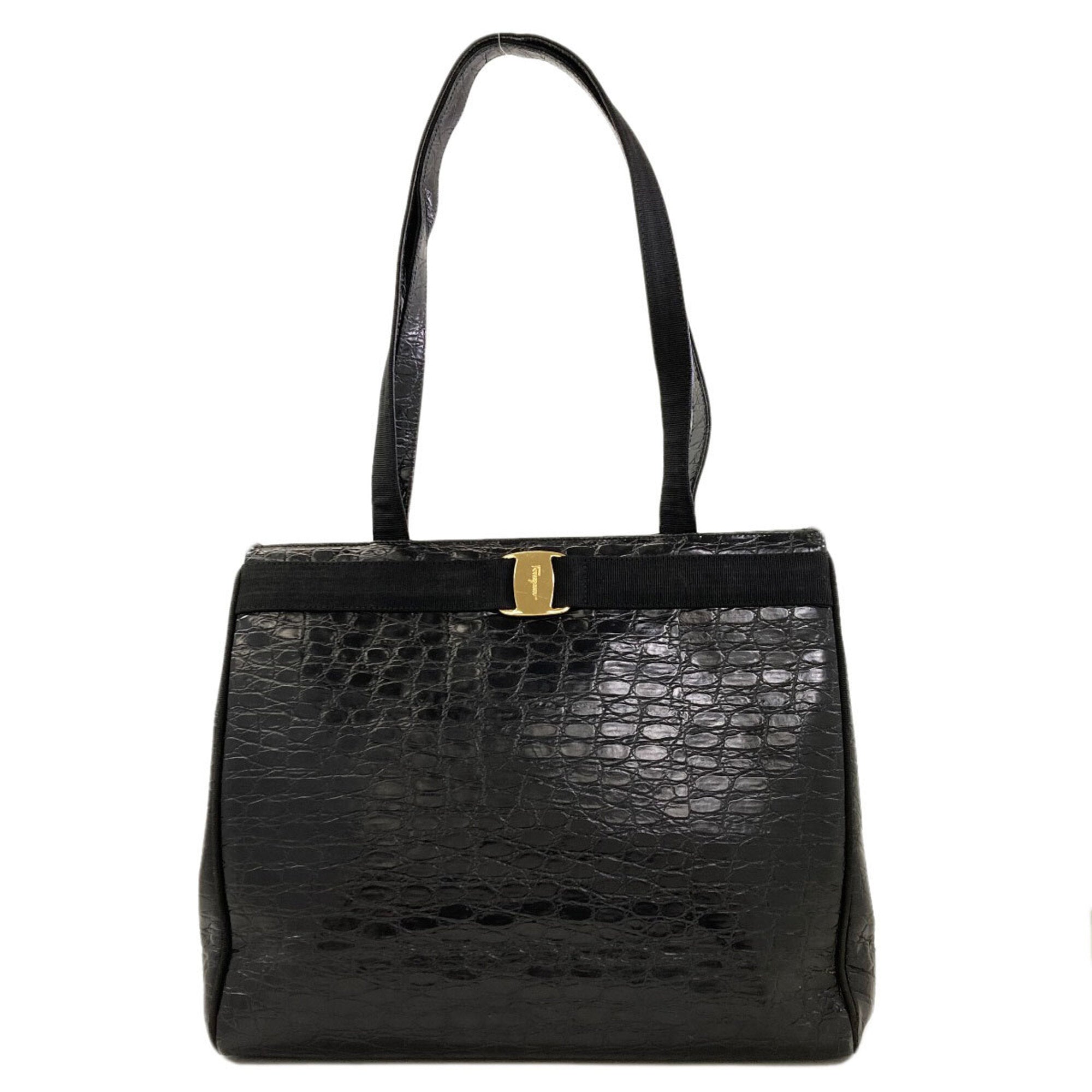 Salvatore Ferragamo Black Leather Tote Bag (Pre-Owned)