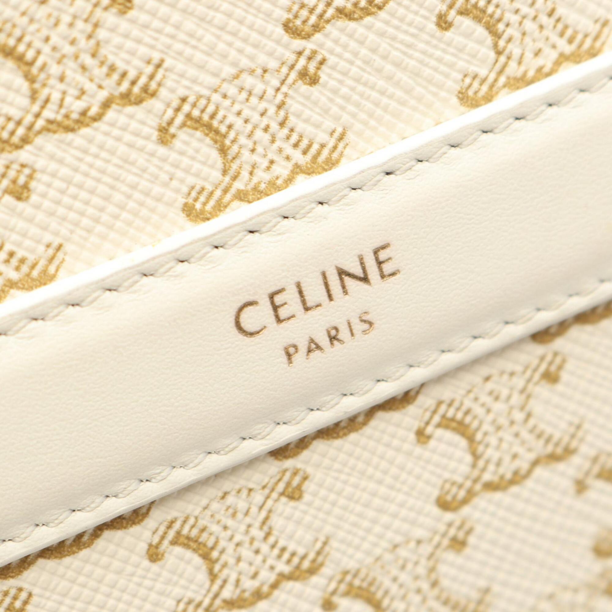 Celine White Coated Canvas Handbag Shoulder Bag (Pre-Owned)