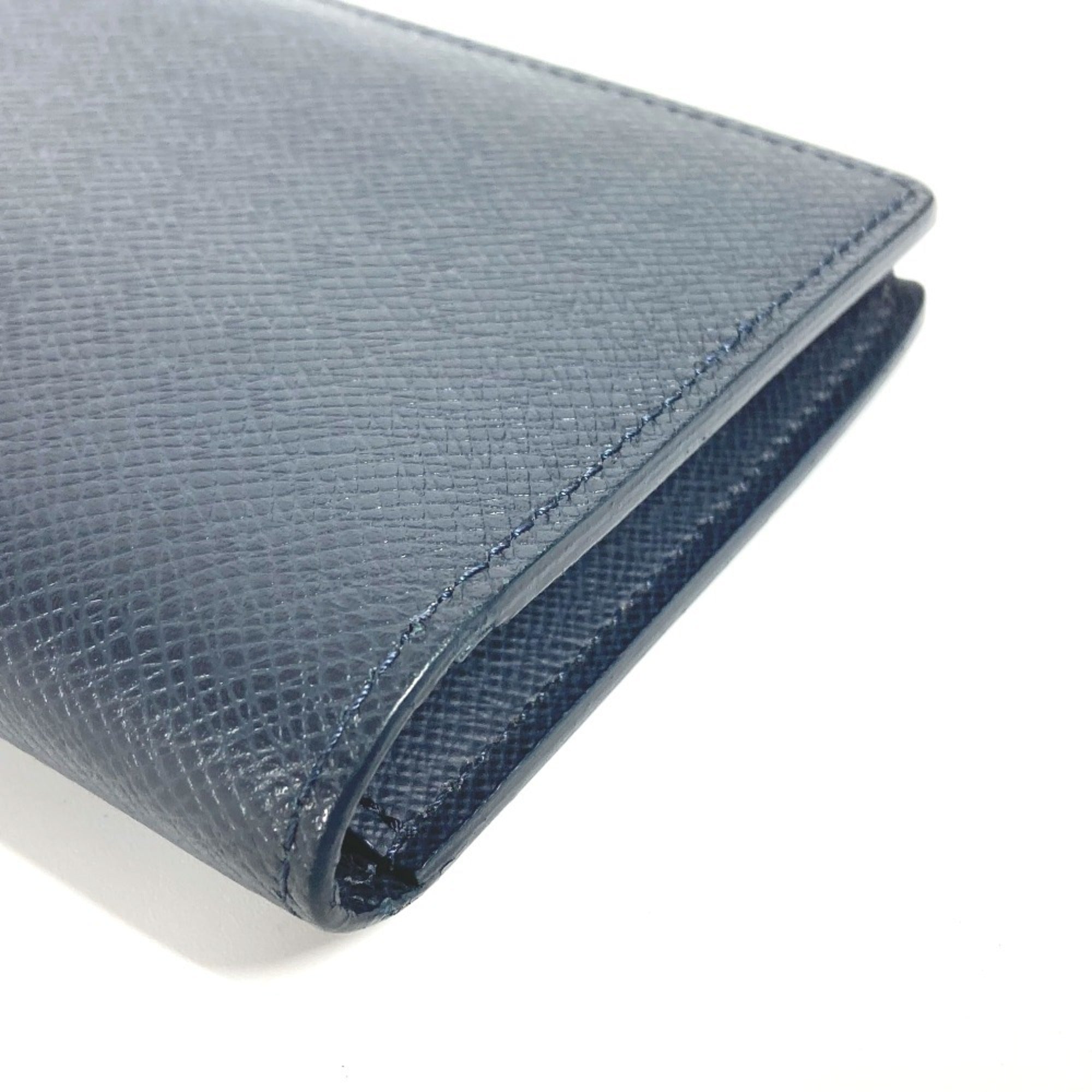 Louis Vuitton Navy Blue Taiga Leather Long Wallet (Bi-Fold) (Pre-Owned)