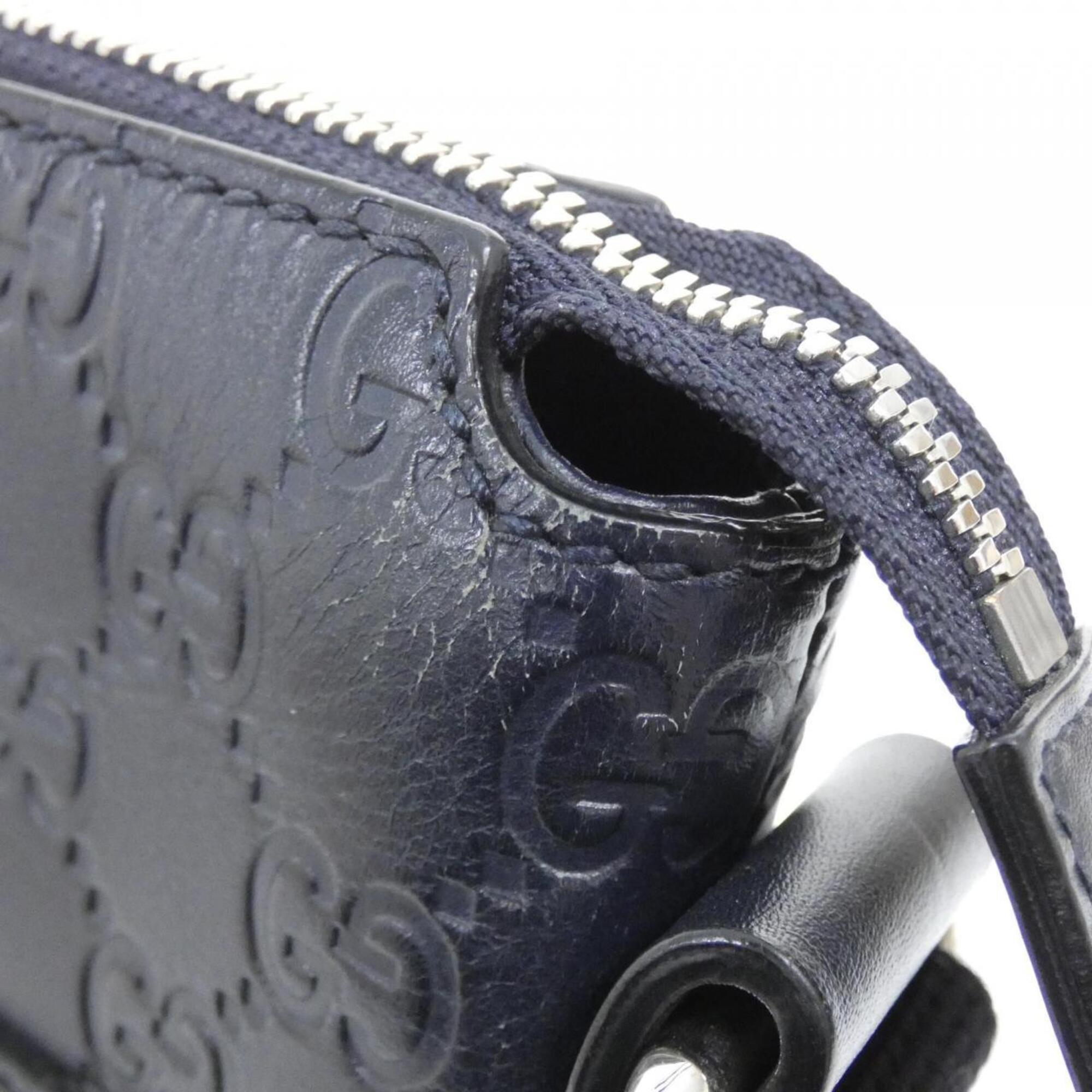 Gucci Navy Gg Leather Shoulder Bag (Pre-Owned)