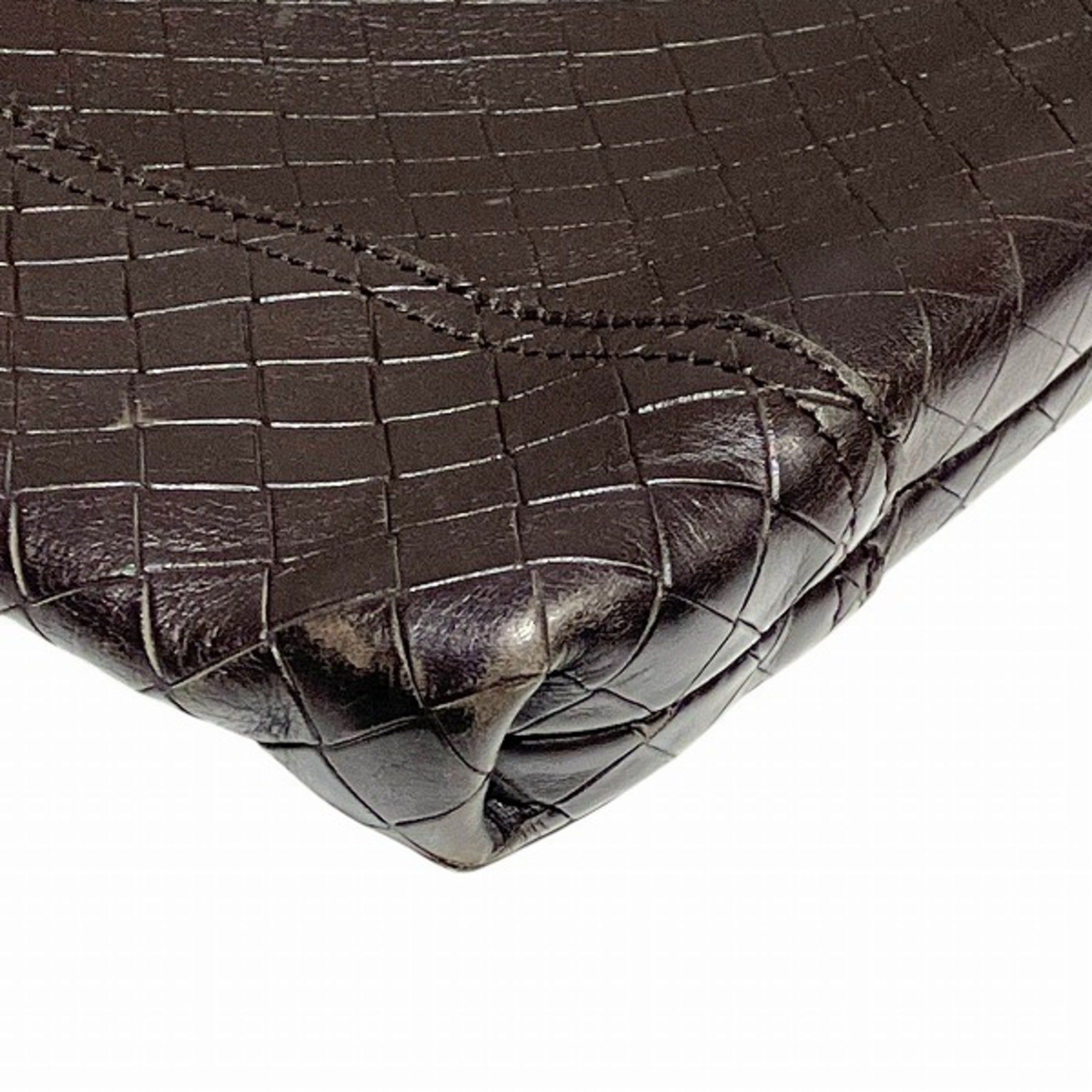 Bottega Veneta Dark Brown Leather Handbag Shoulder Bag (Pre-Owned)