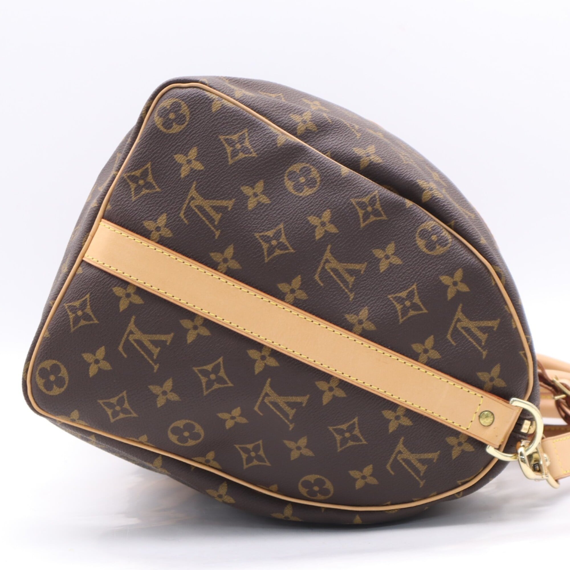 Louis Vuitton Beige Brown Coated Canvas Boston Bag (Pre-Owned)
