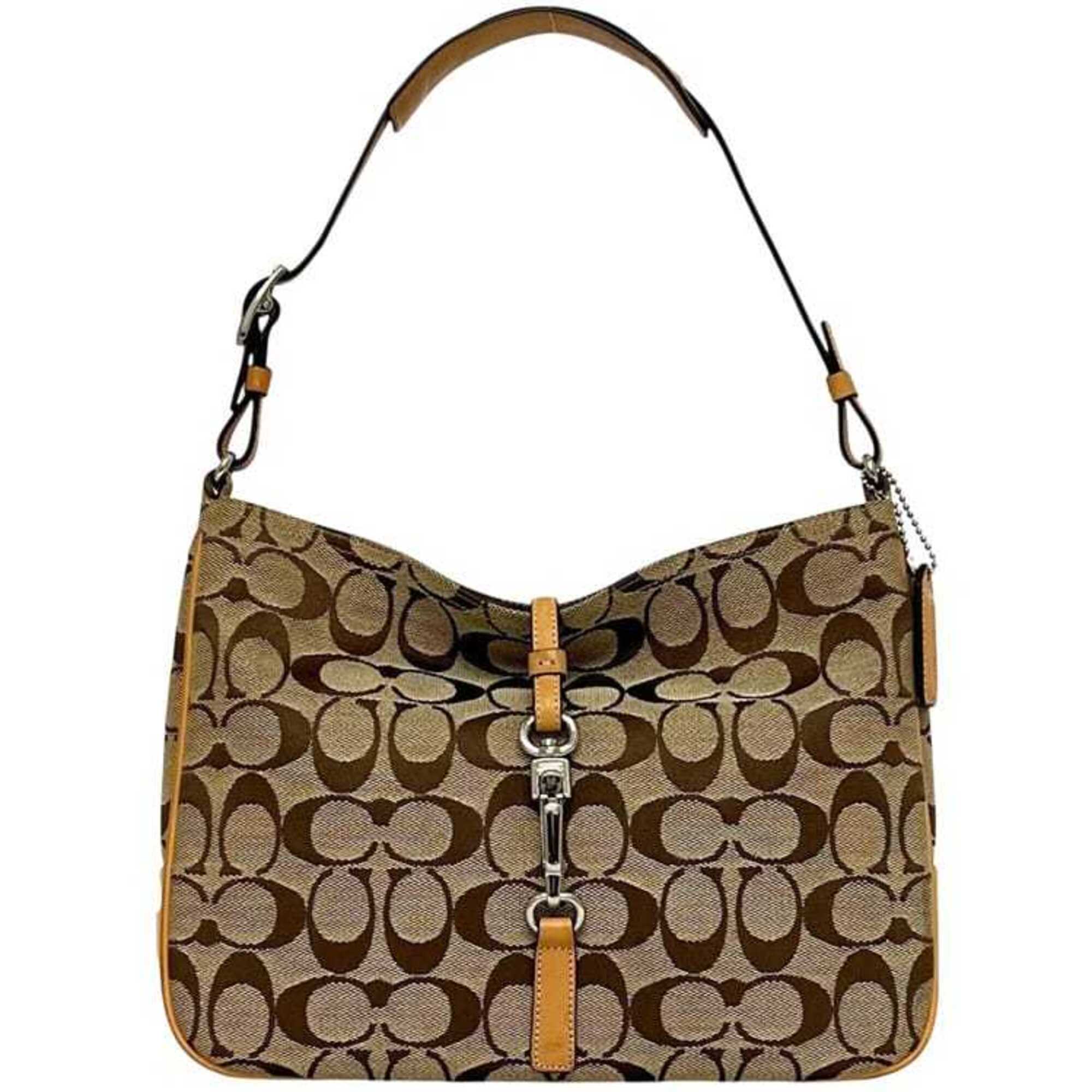 Coach Beige Canvas Leather Handbag (Pre-Owned)
