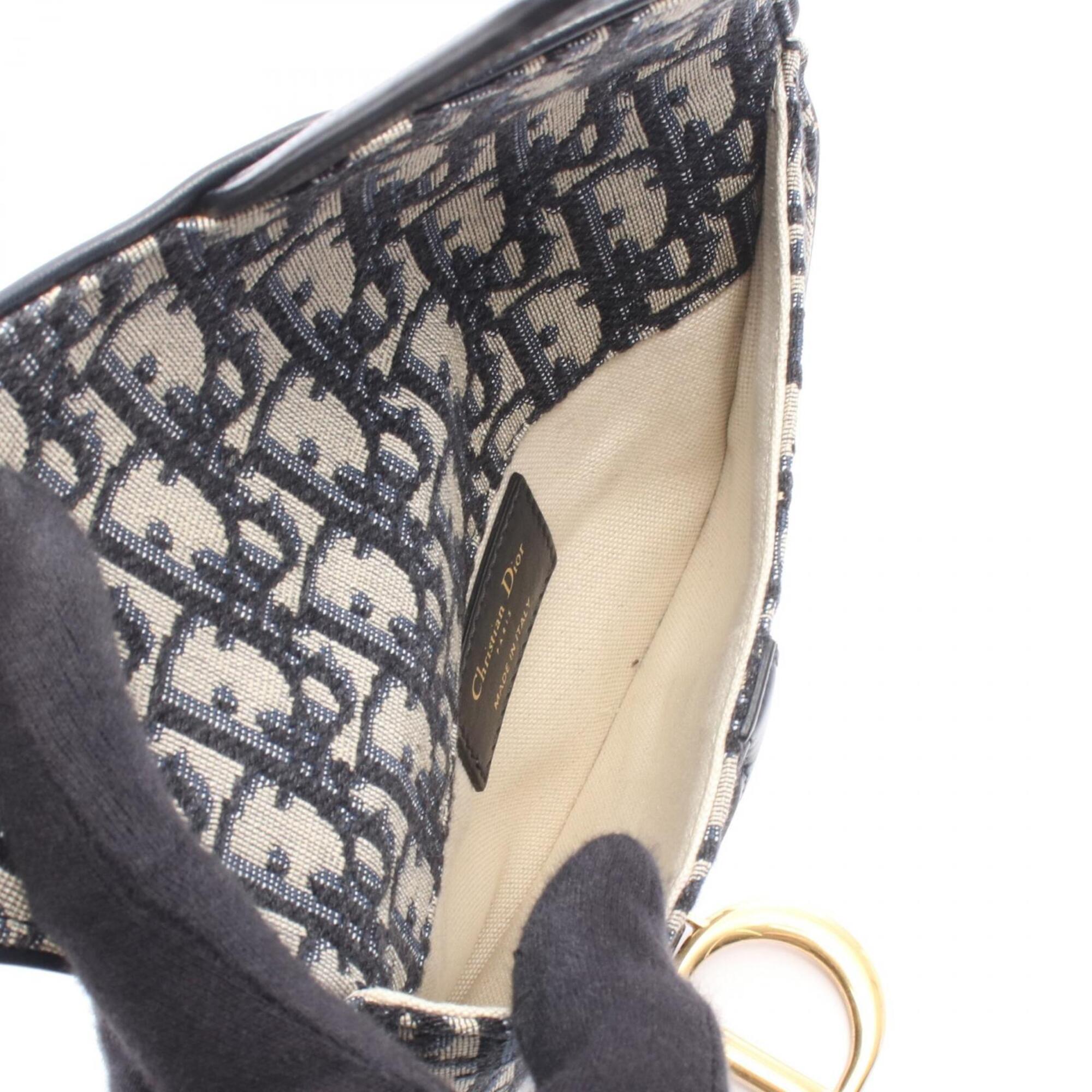 Christian Dior Beige Navy Canvas Leather Fanny Pack Handbag Saddle Bag (Pre-Owned)