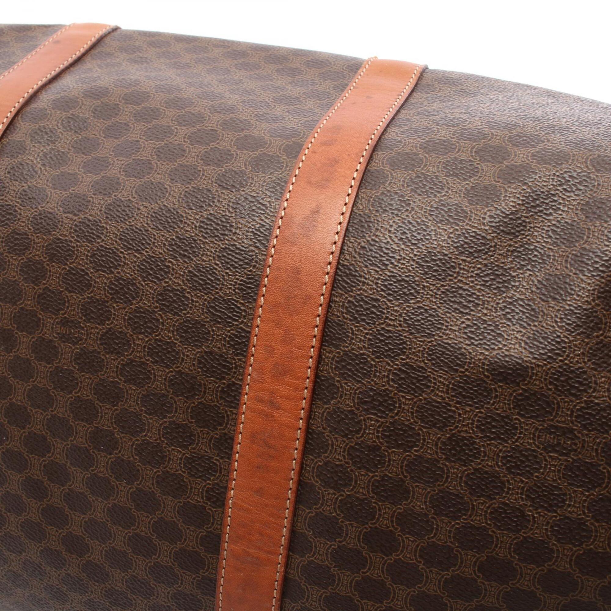 Celine Brown Coated Canvas Pvc Leather Boston Bag Handbag (Pre-Owned)