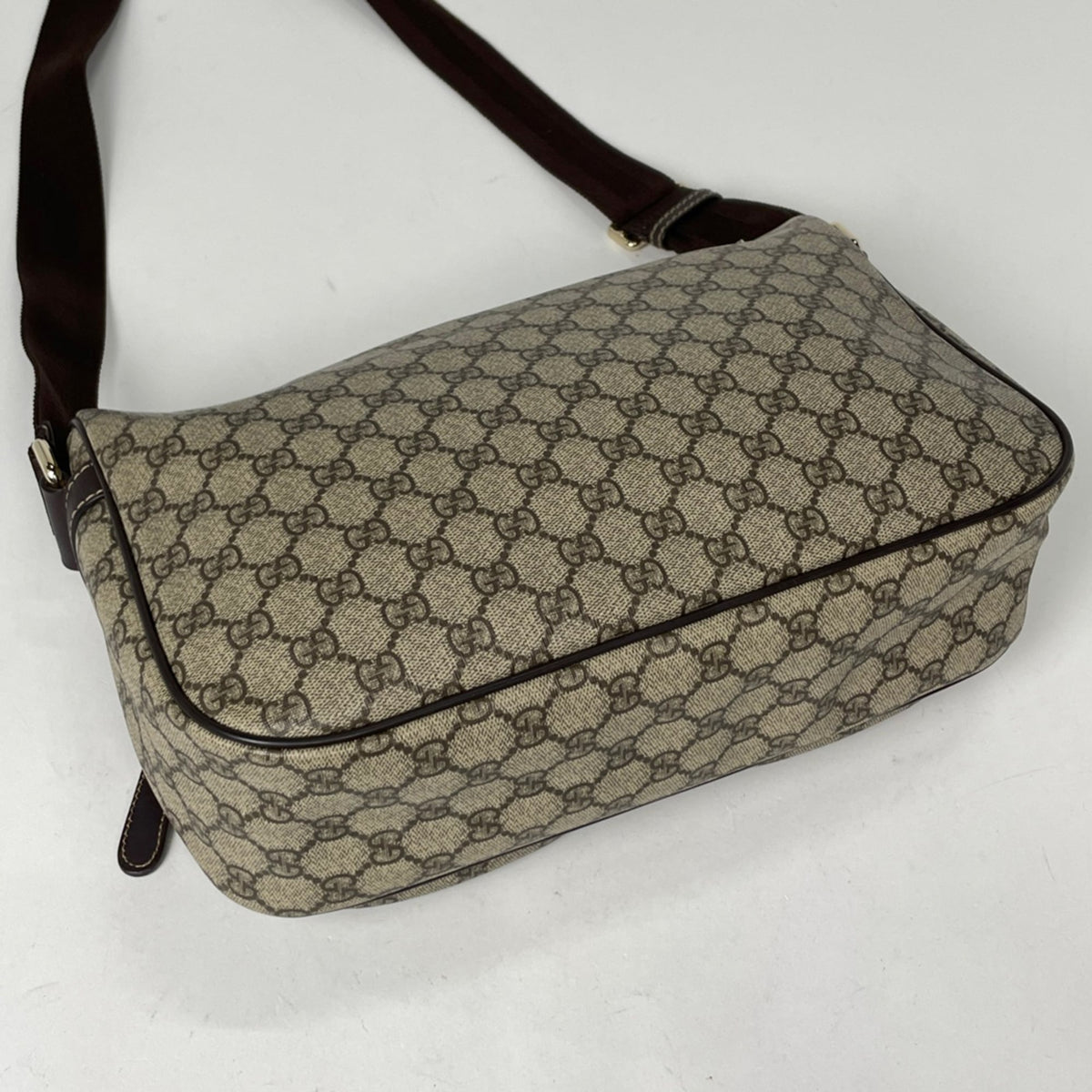 Gucci Brown Coated Canvas Leather Shoulder Bag (Pre-Owned)