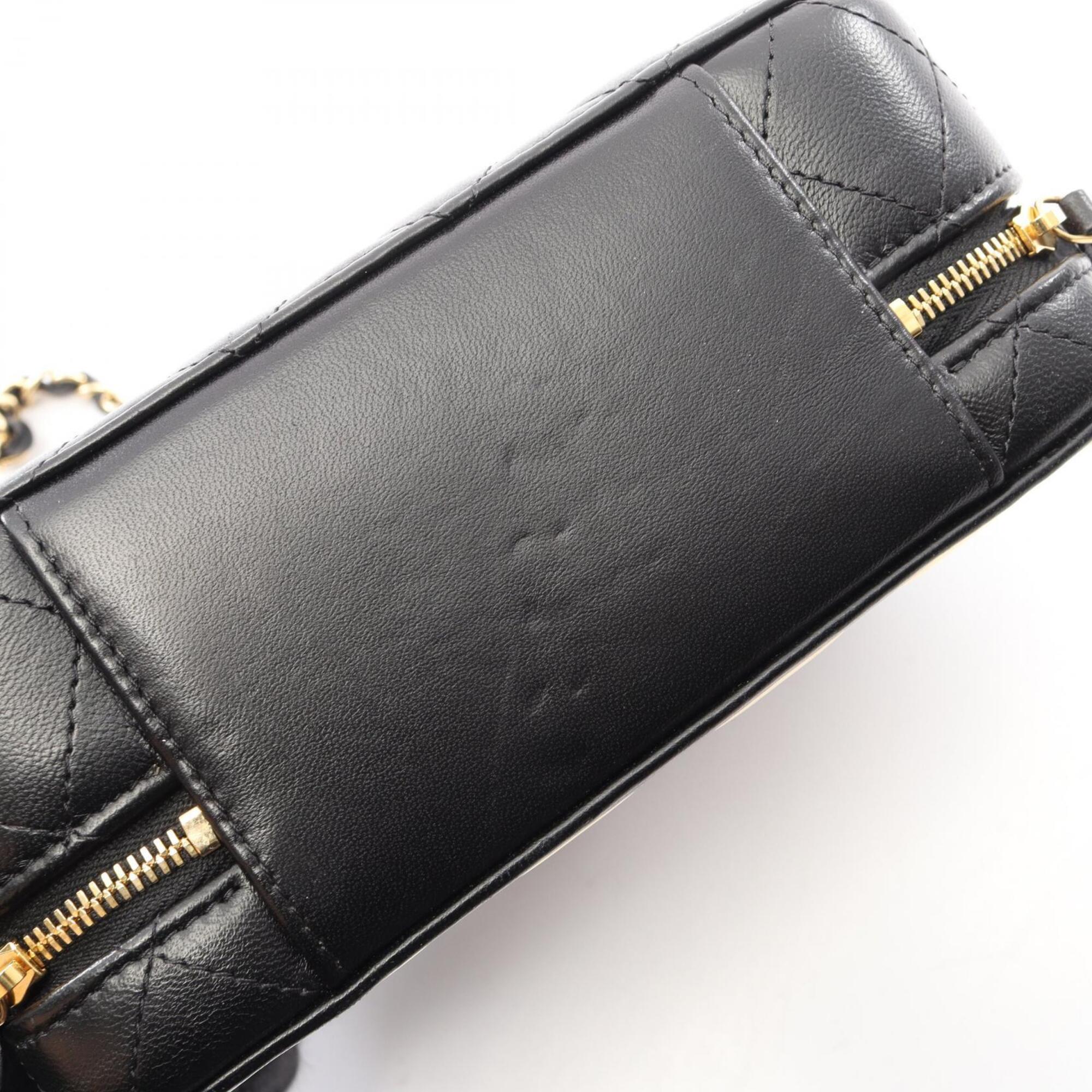 Chanel Black Gold Leather Handbag Shoulder Bag Vanity Bag (Pre-Owned)