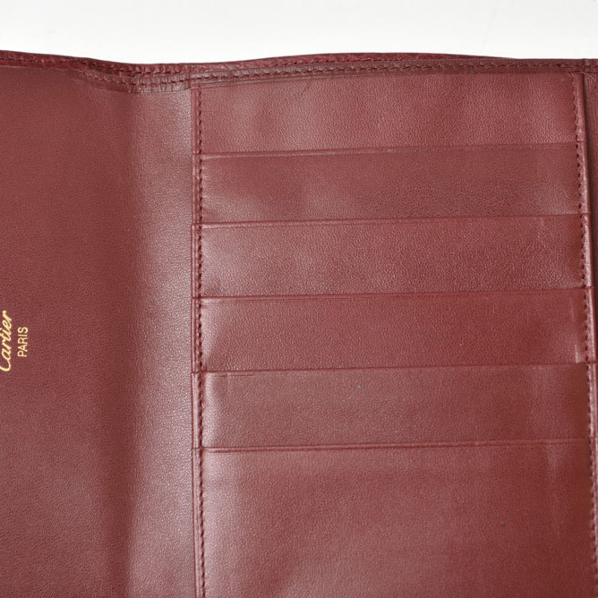 Cartier Bordeaux Leather Wallet (Tri-Fold) (Pre-Owned)